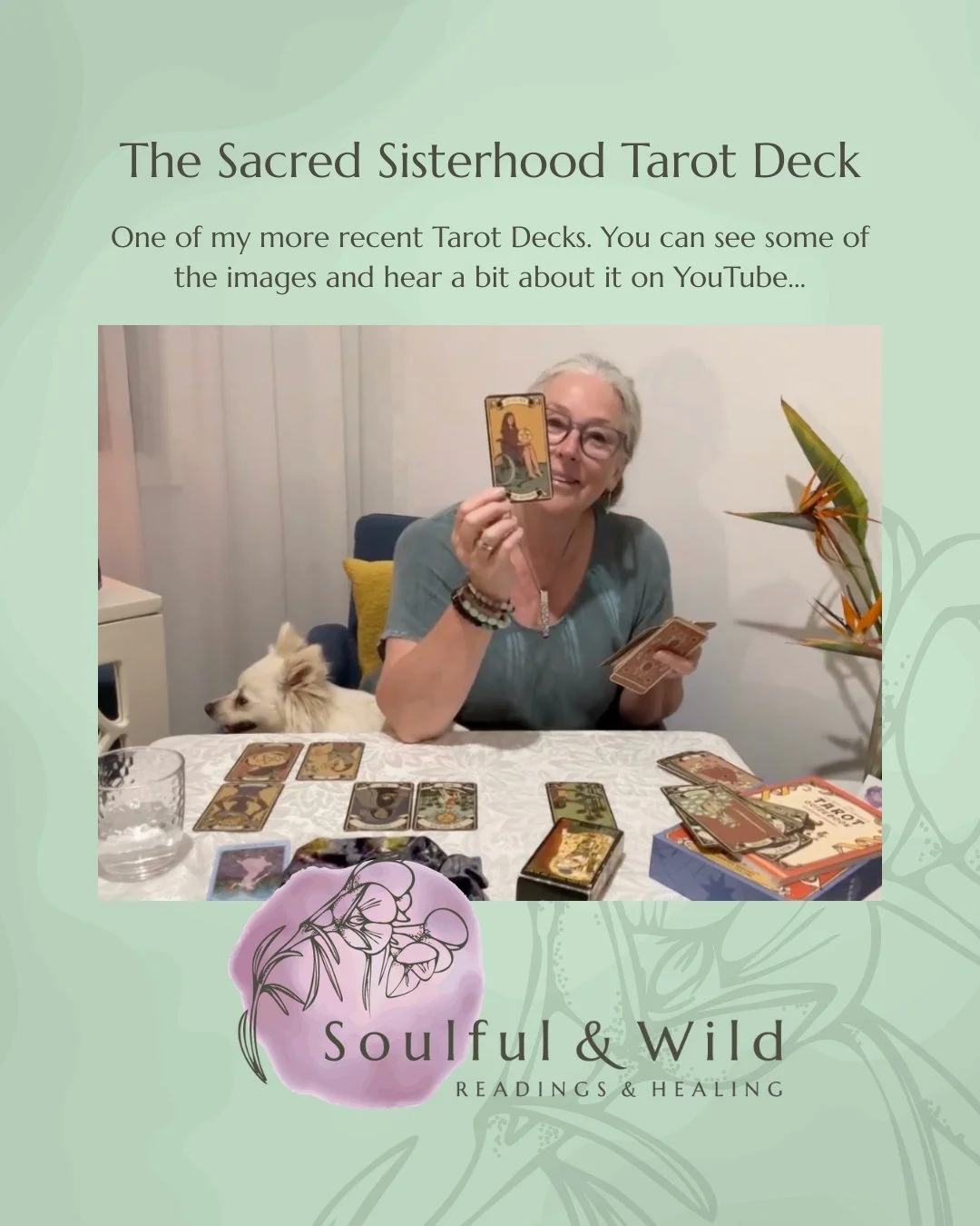 Absolutely love this deck which was a gift from my friend Sue. It is The Sacred Sisterhood Tarot Deck and Guidebook for Fierce Women - seriously, thats what it is named. Amazing right? It's been created by Ashawnee Dubarry and illustrated by Coni Con
