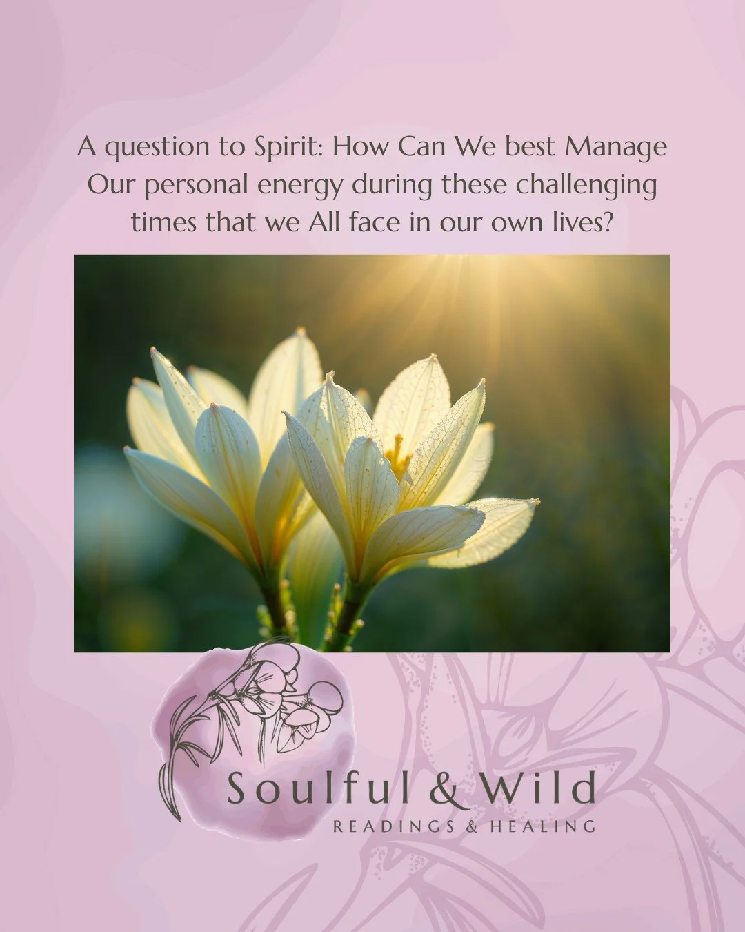 How can I or We best Manage Our personal energy during these challenging times that we all face in our own lives?

#spirit #soulfulnwild #breathe #rightaction #justbreathe