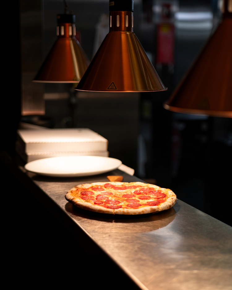 Margherita Pizza with Buffalo Mozzarella and Basil at Fellini Italian Restaurant Hobart