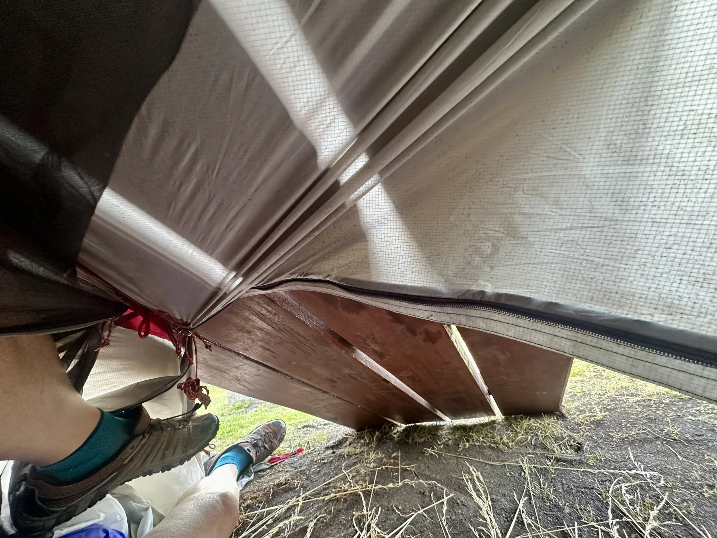 getting attacked by a picnic table