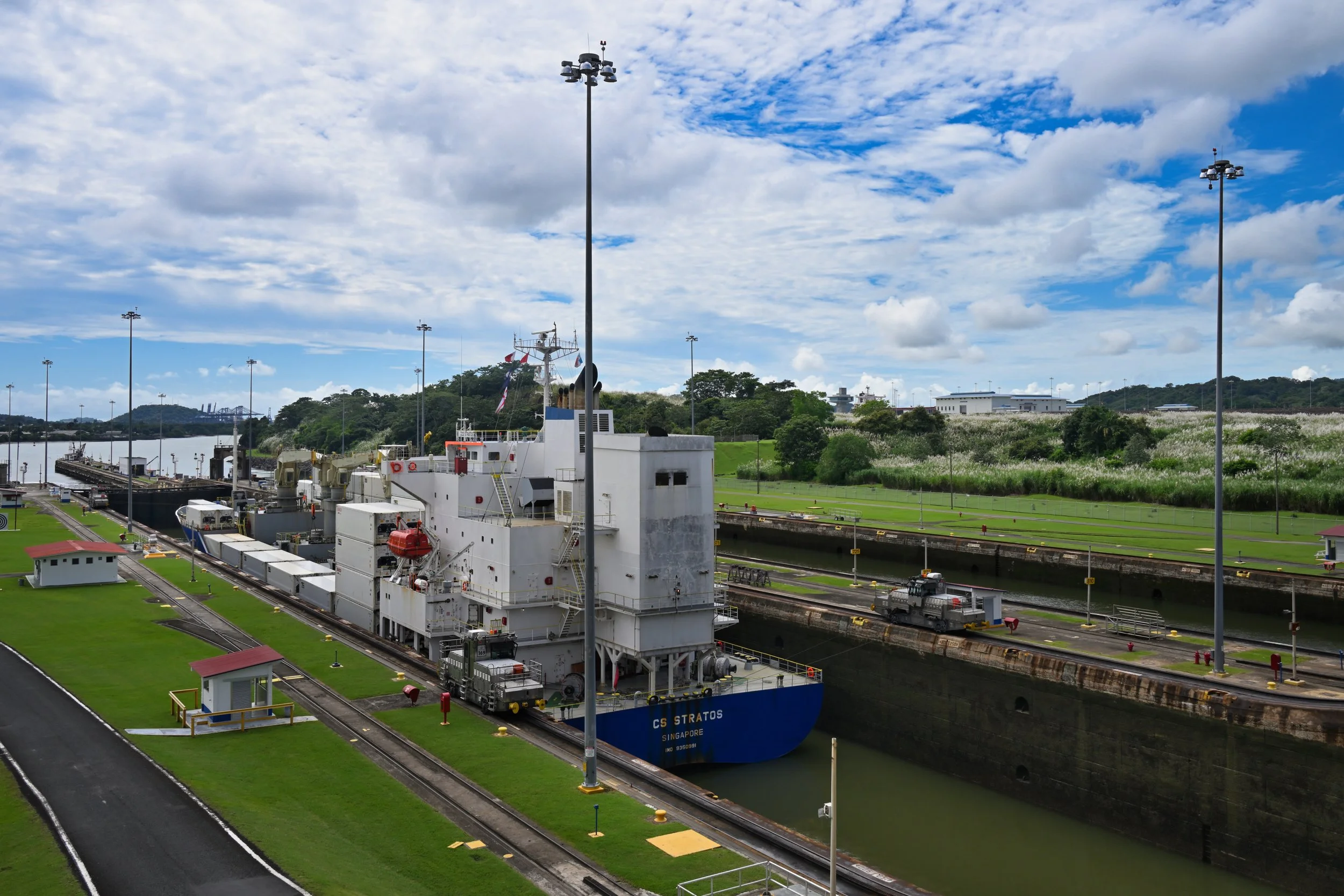 a ship in Miraflores Lock
