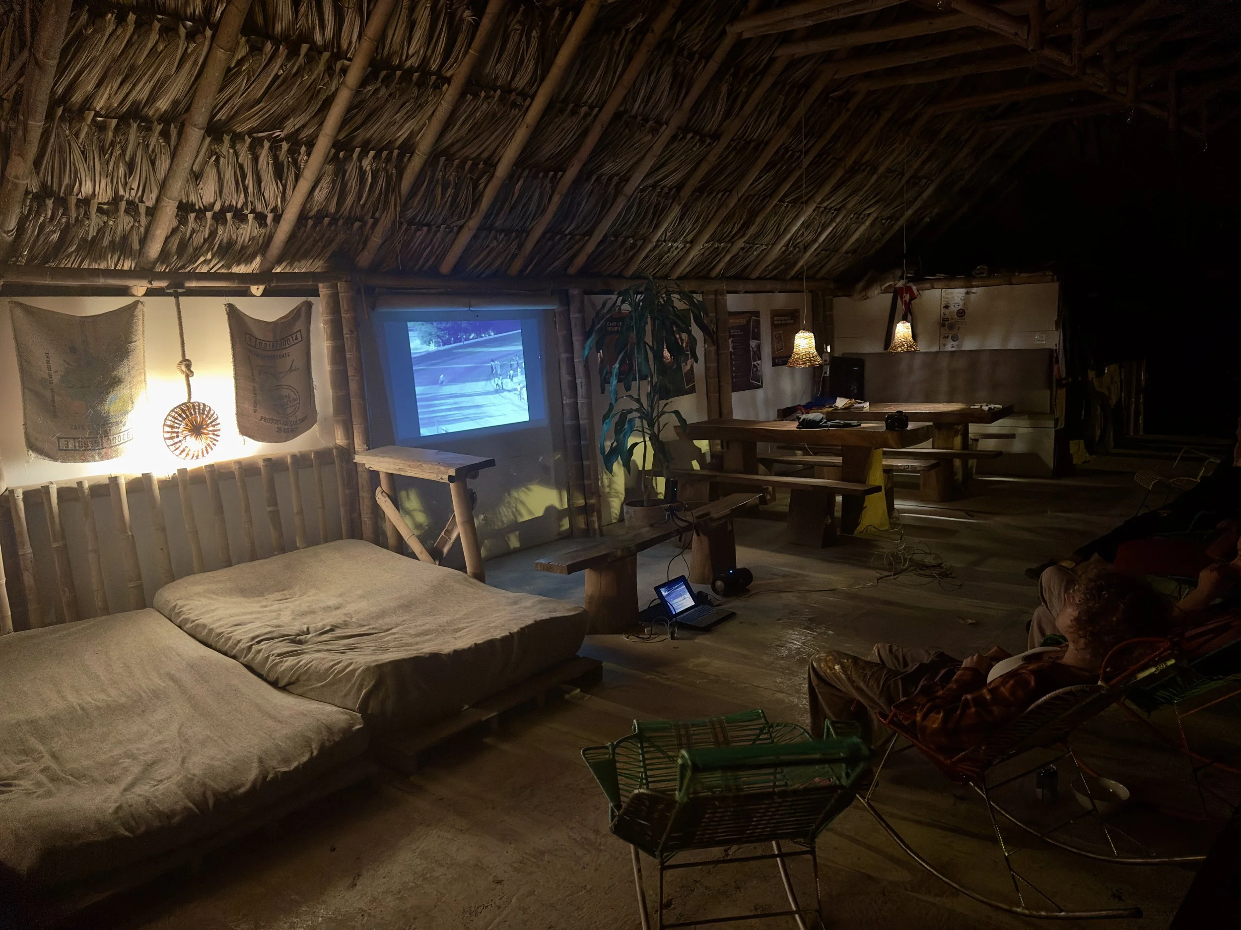 watching a motorcycle movie at Donkey Sunrise