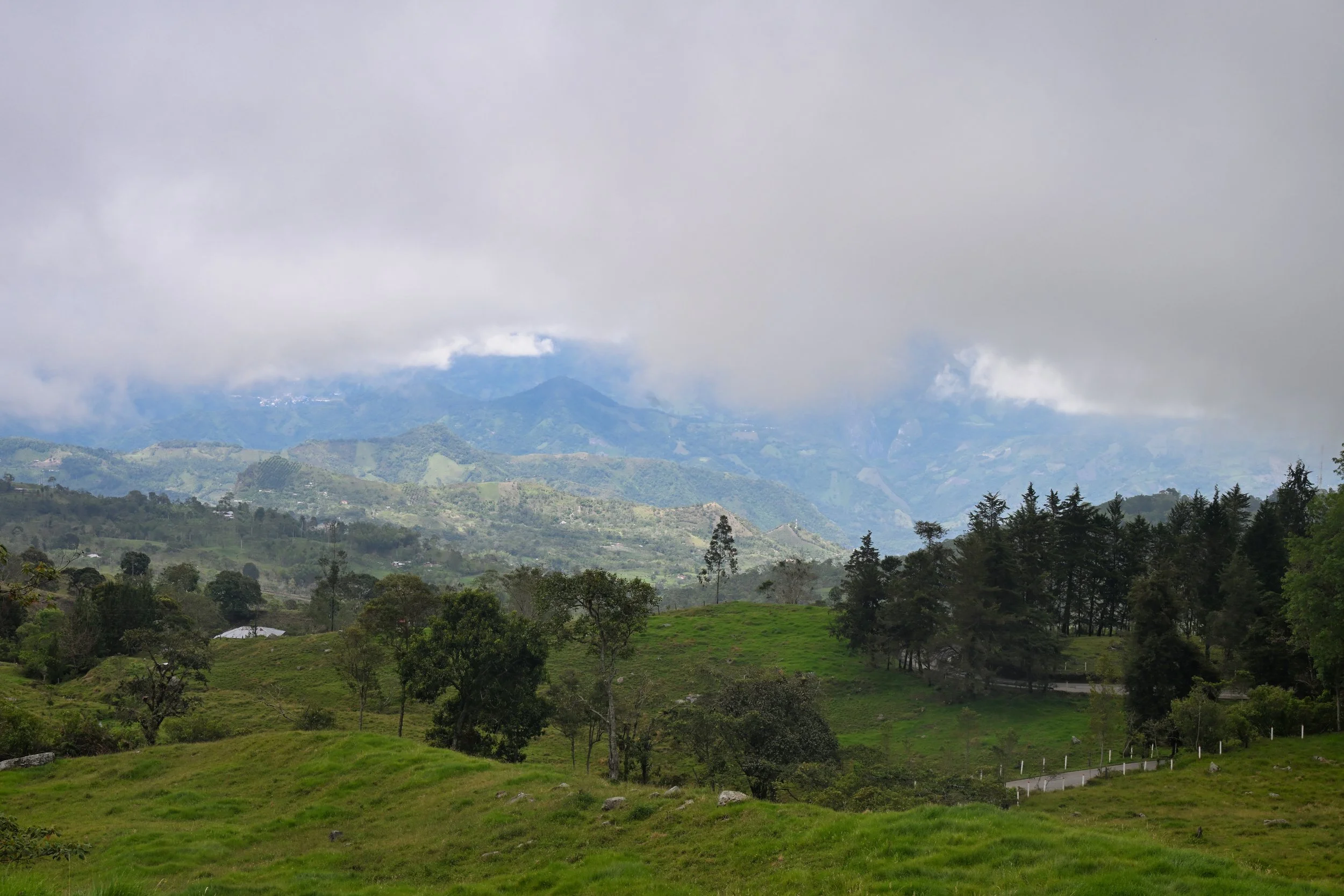 descending on the other side of the mountain range