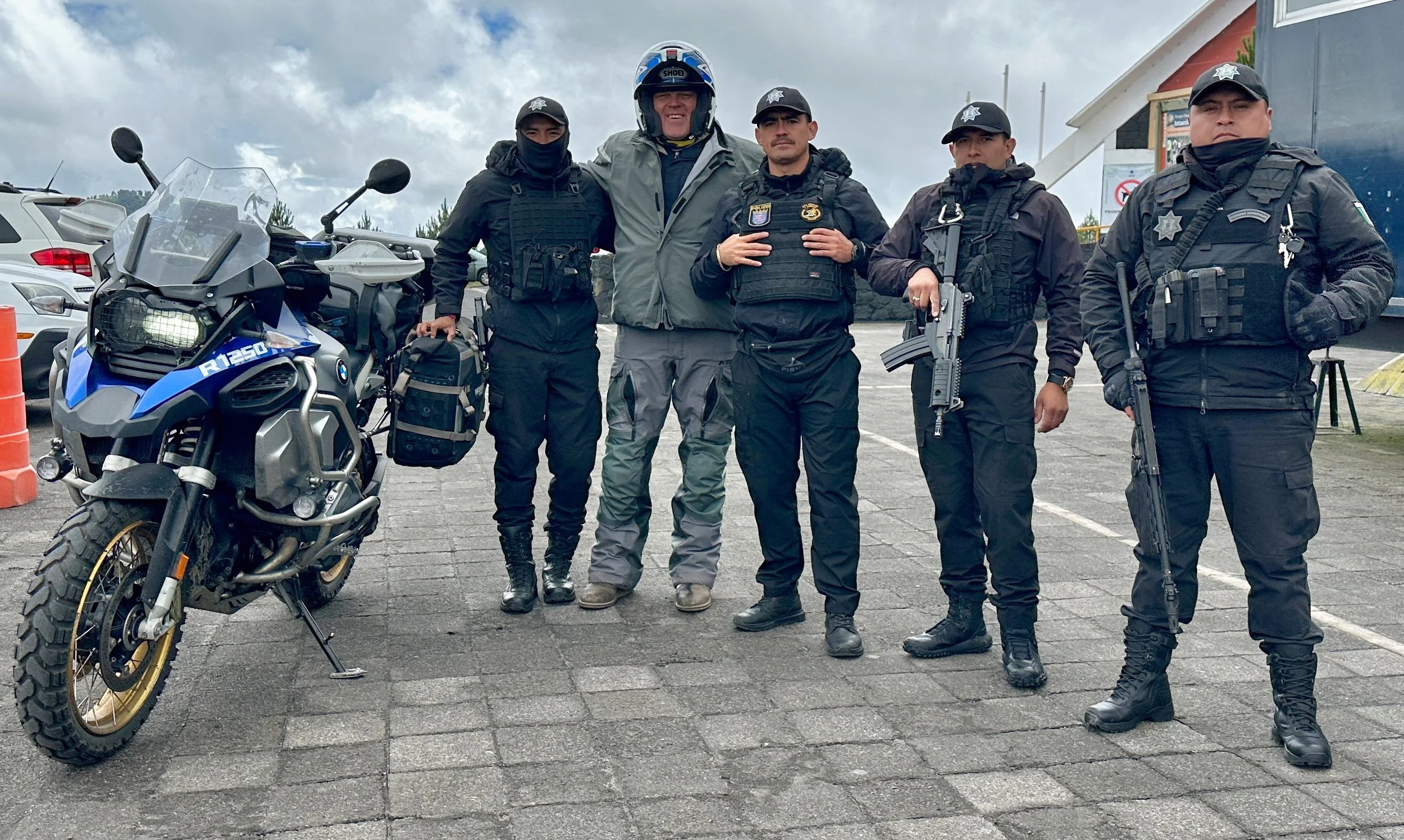 my new best friends, Mountain Police at the top of the pass