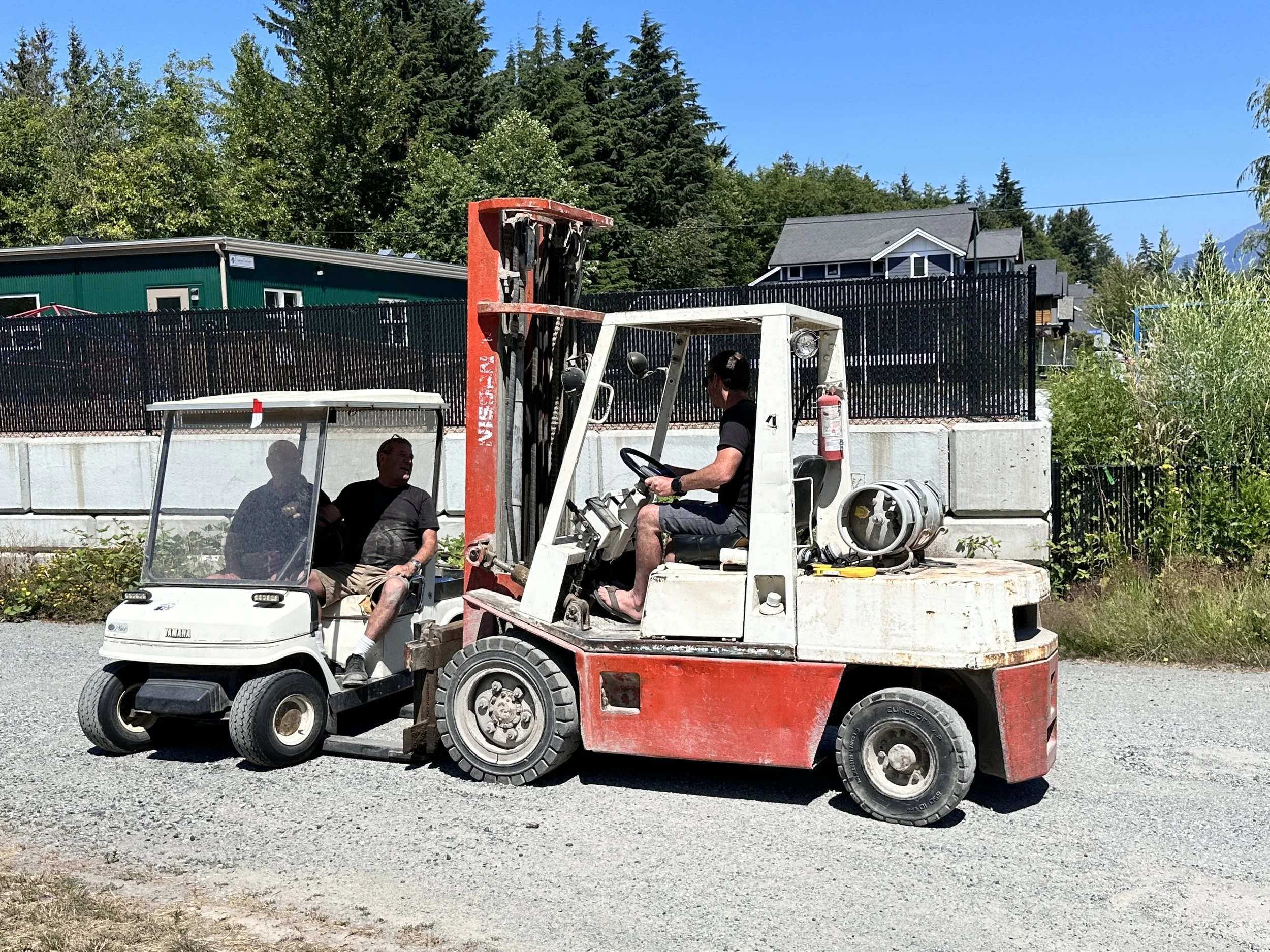 my friend's neighbour came to see what we are up to so we removed him with his golf cart ...