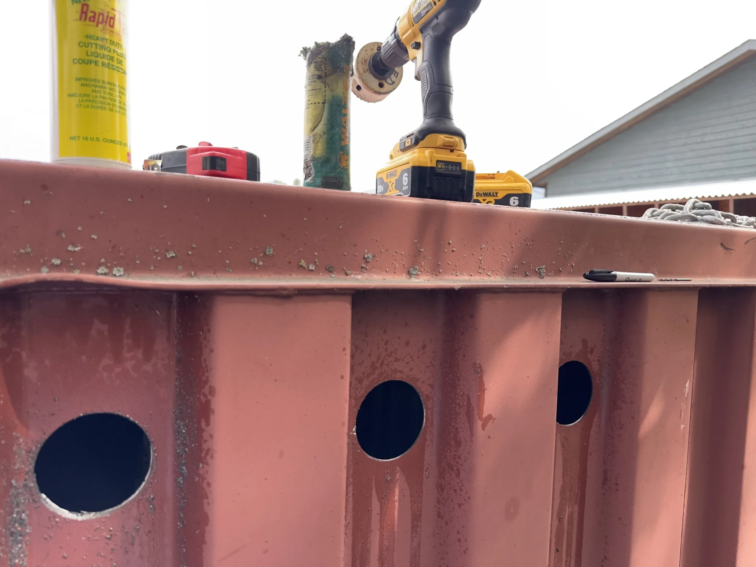 making a vent holes in a steel container
