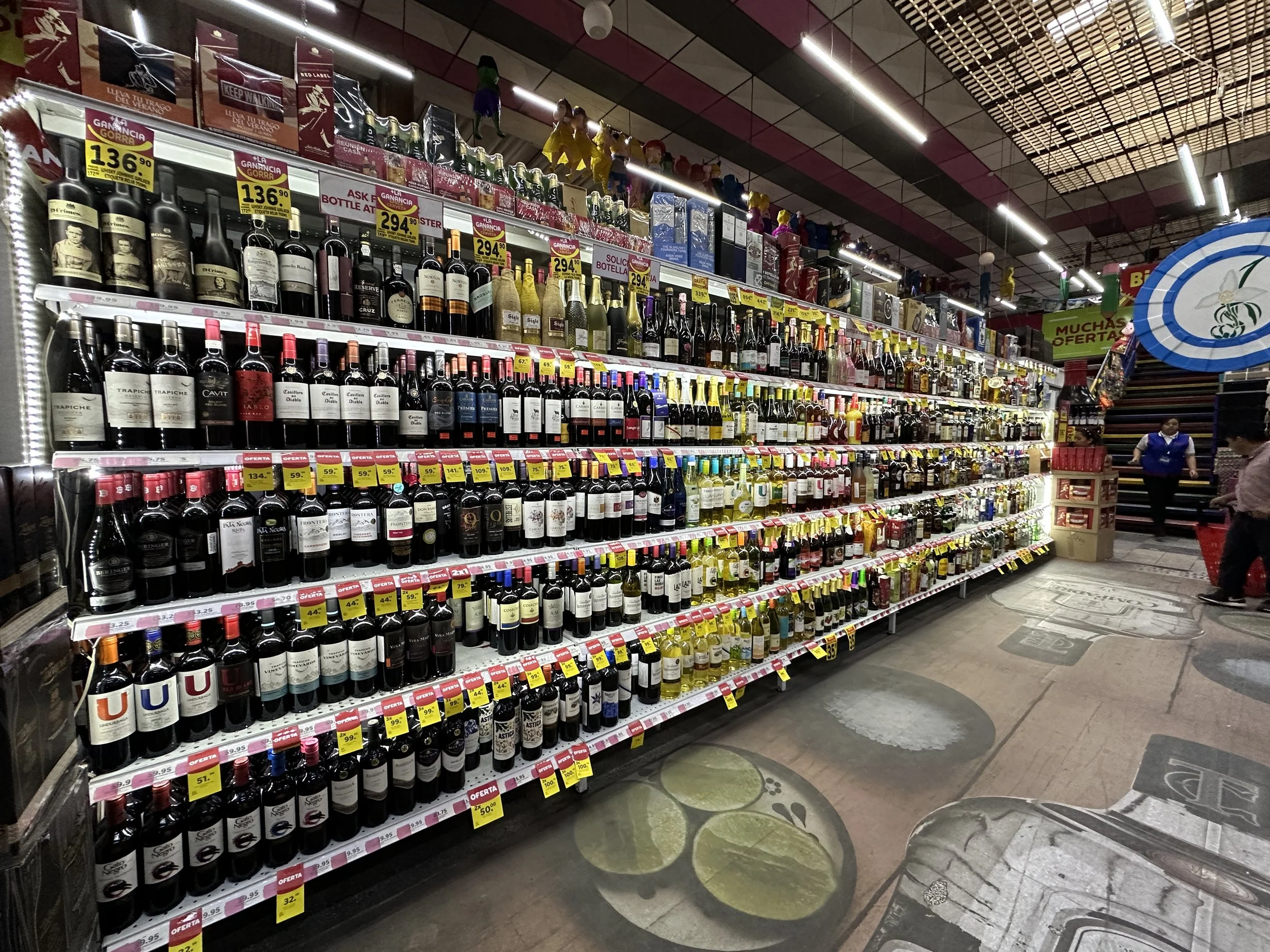 supermarket - well stocked booze section