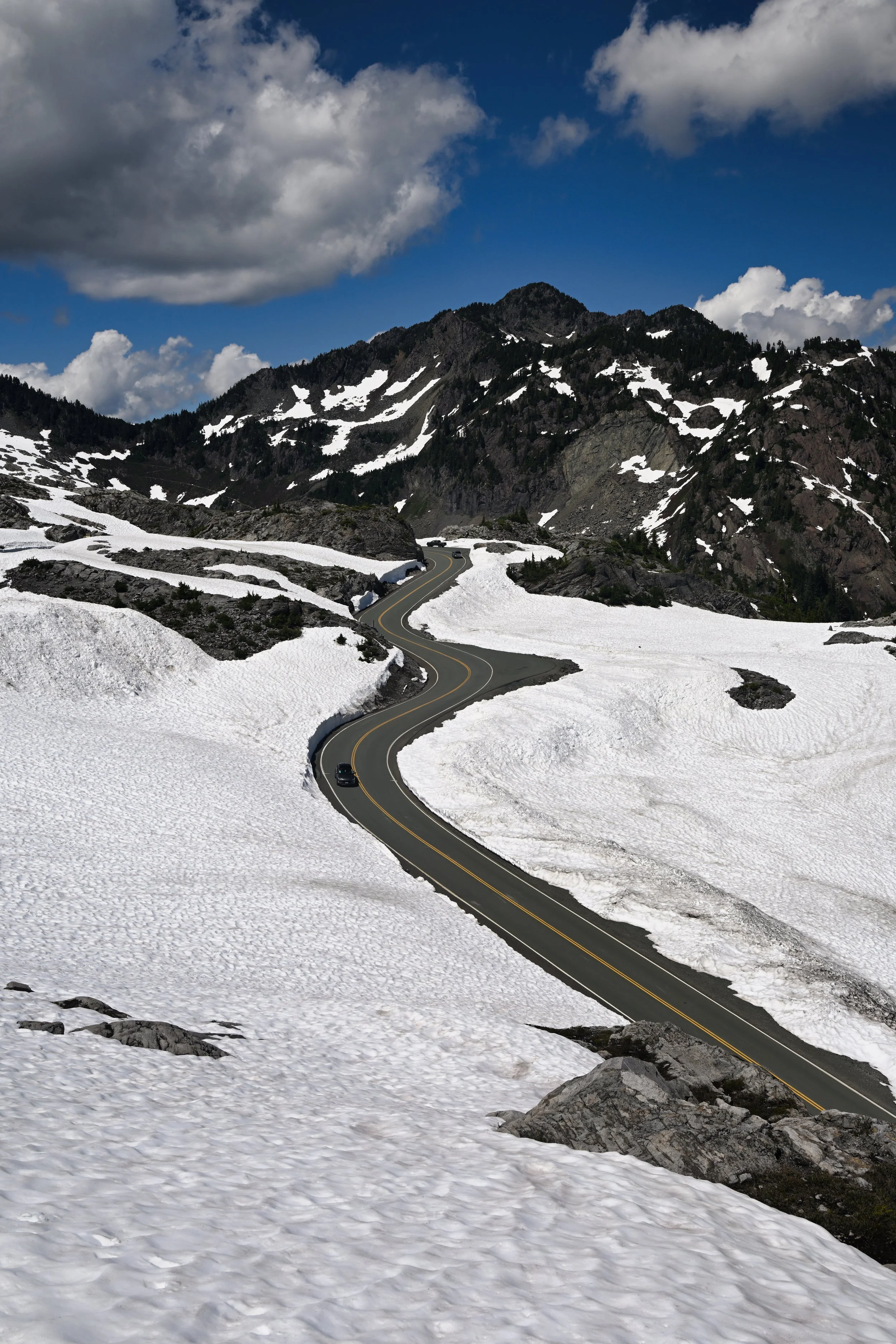 climbing up through snowfields