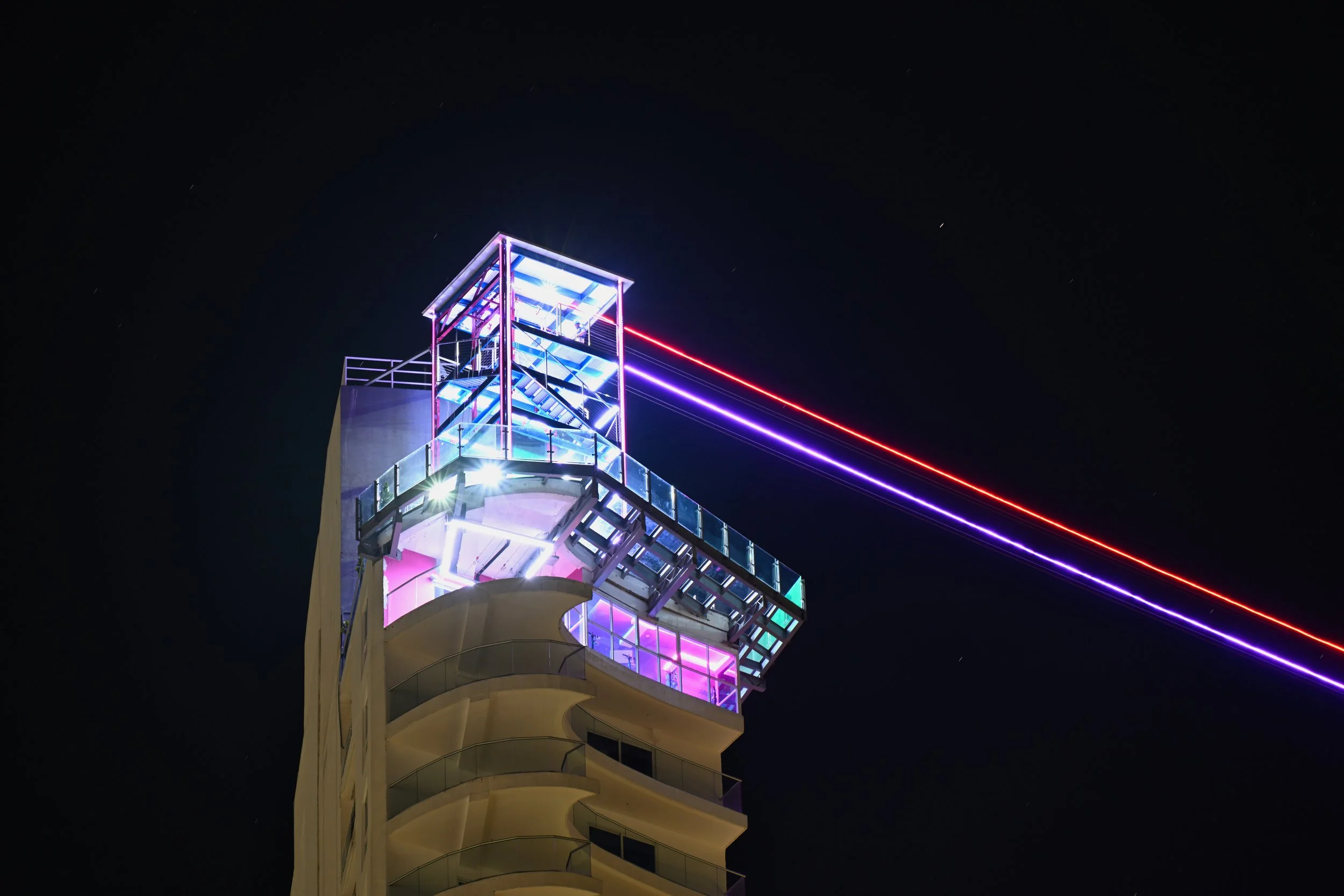 the zipline at night