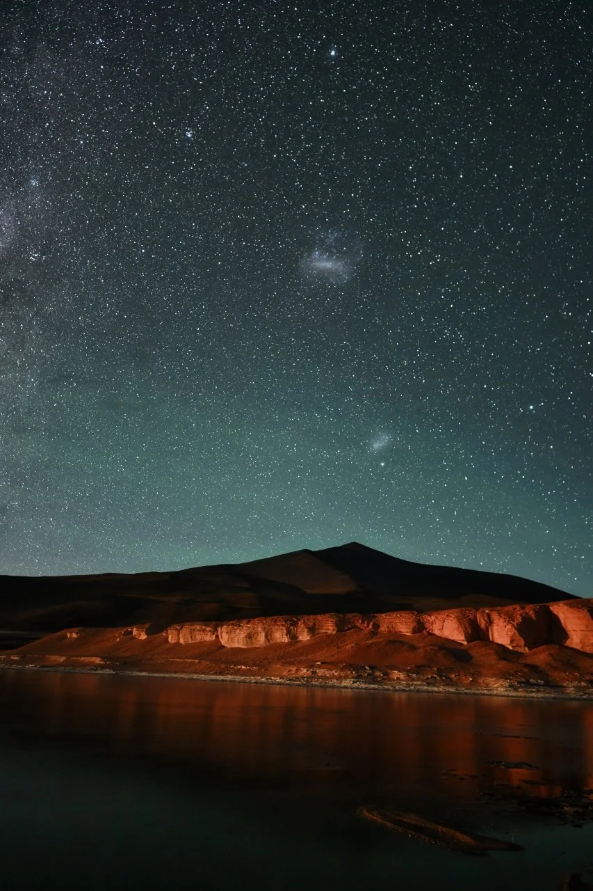  the stars and the landscape illuminated by rising moon