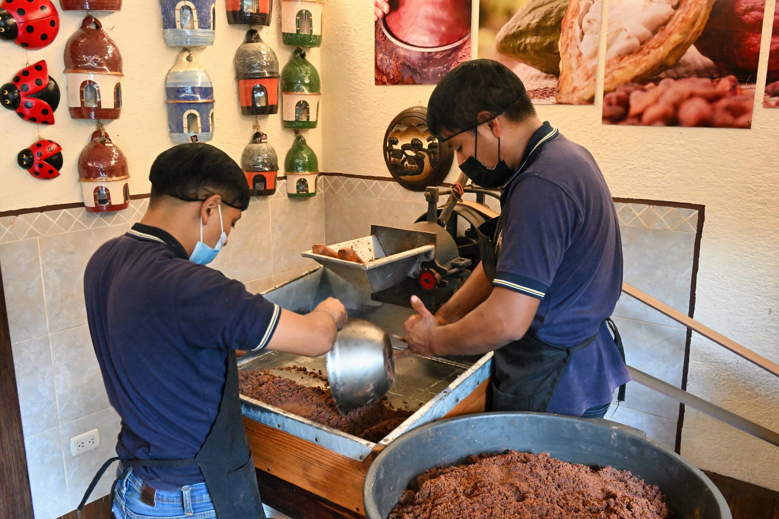 mixing crushed beens with cane sugar