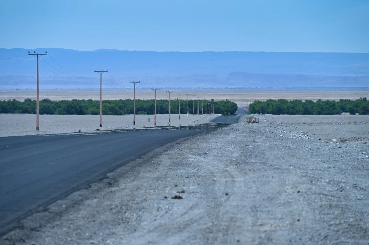  the road towards San Pedro and a small oasis