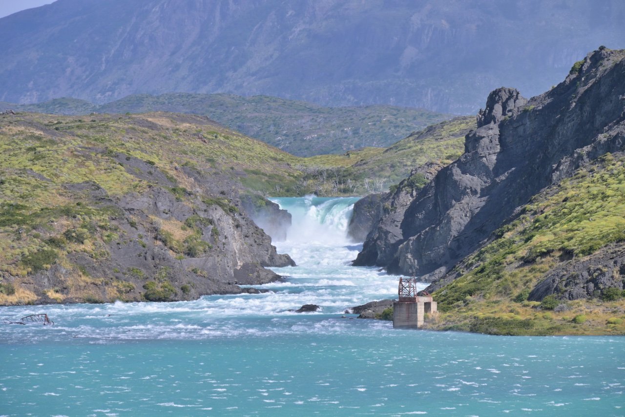  huge waterfall but it is too windy to go anywhere but out of here