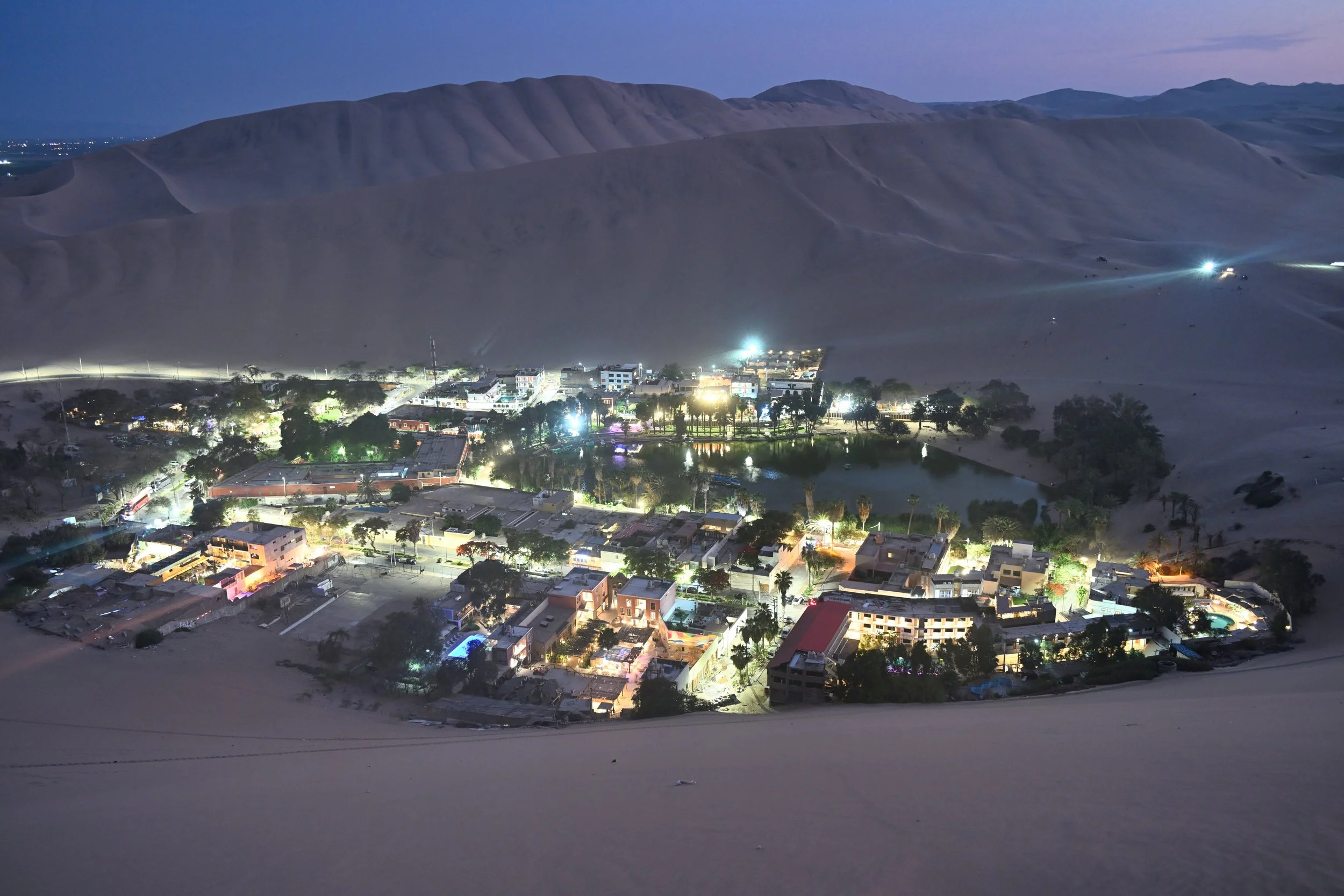 Huacachina at night from above