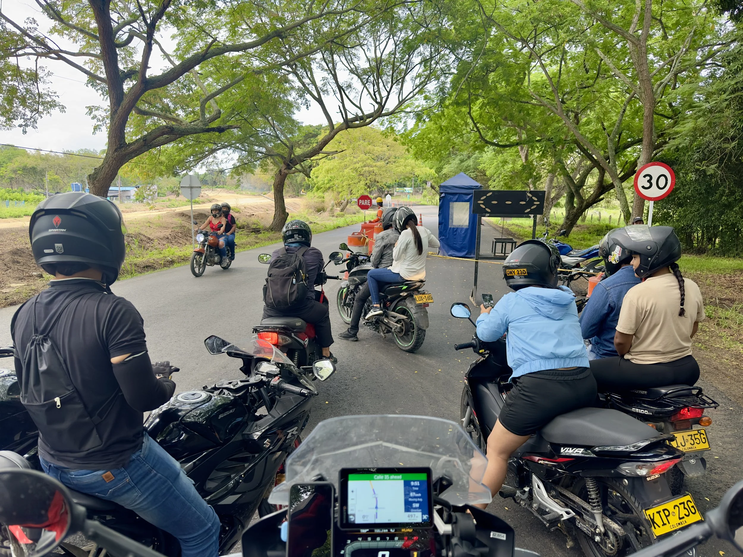 every road stop is like a start of moto race