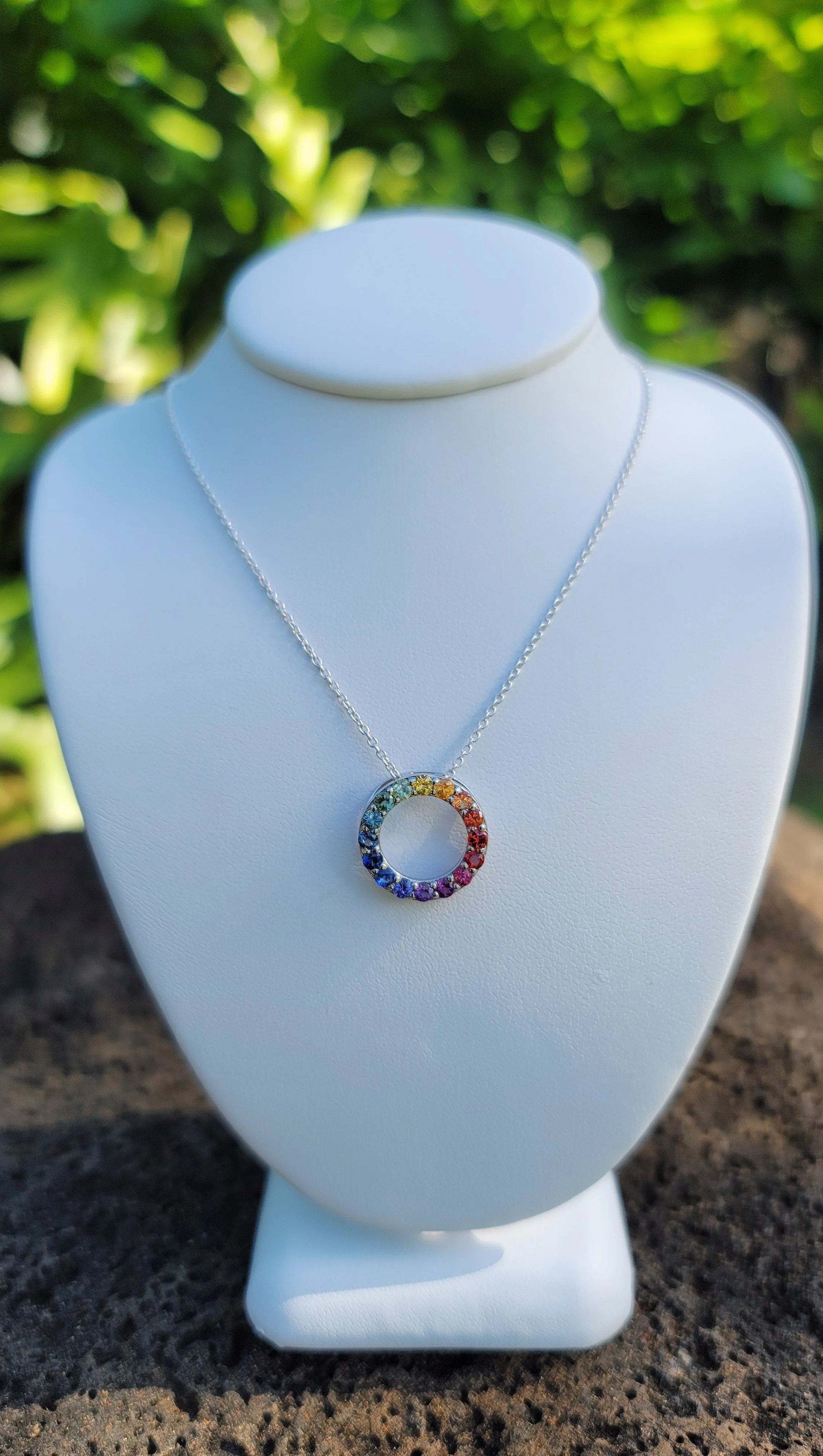 Rainbow Sapphire Playtime Paperclip Pendant Necklace main image 0