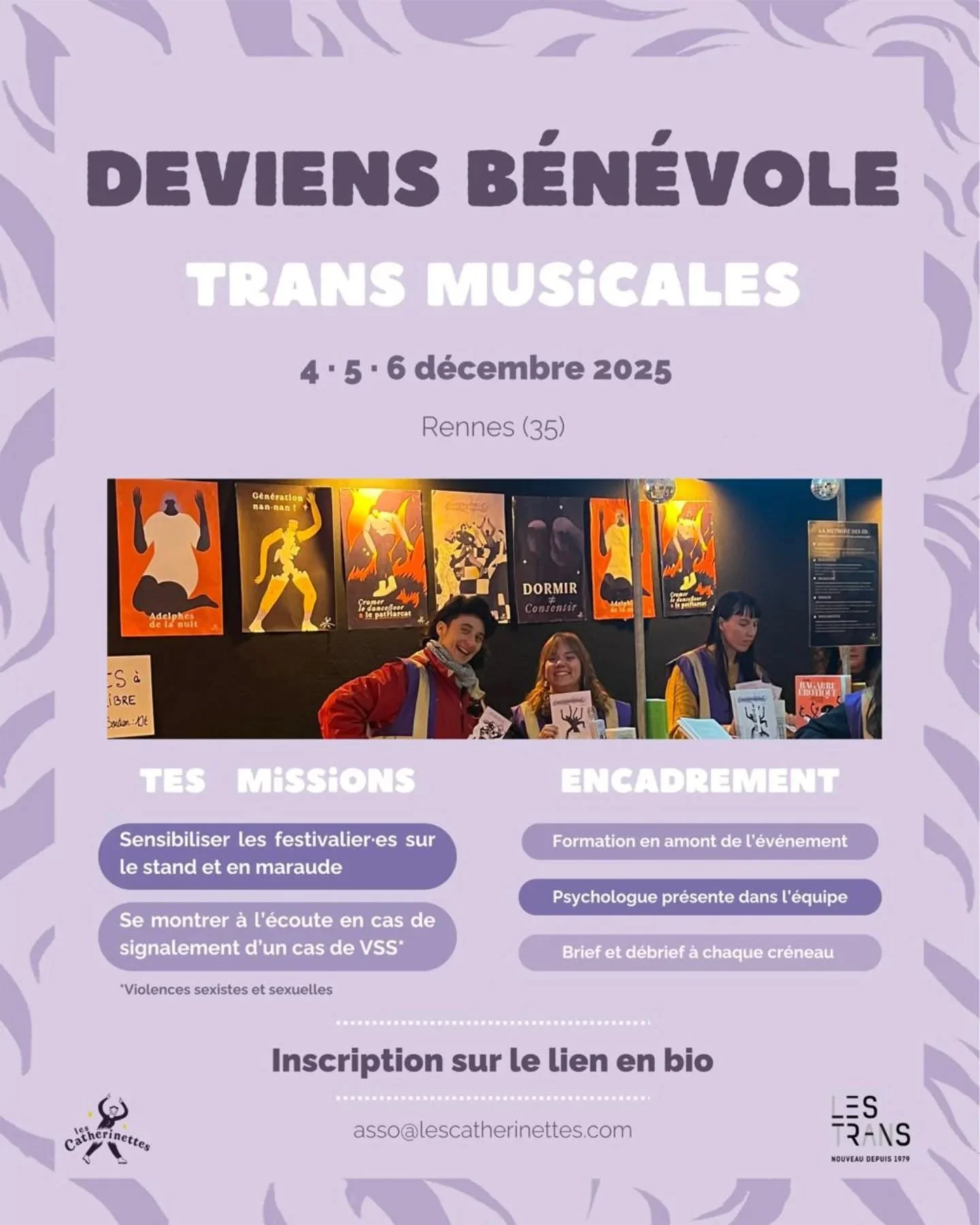 💜APPEL &Agrave; B&Eacute;N&Eacute;VOLES💜

🔥 On a besoin de toi pour dire &laquo; Ciao les reloux ! &raquo; 🔥

Viens nous aider &agrave; lutter contre les violences sexistes et sexuelles en festival, &agrave; rendre les espaces de f&ecirc;te plus 