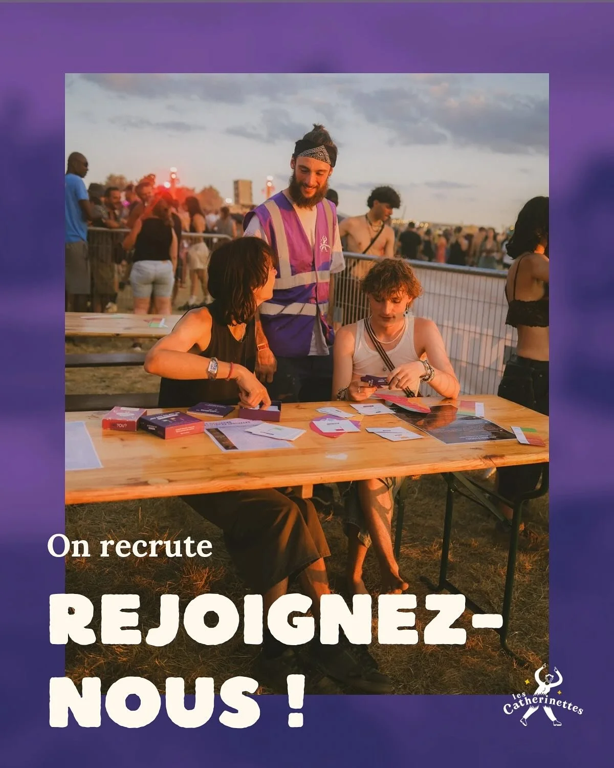Les Catherinettes recrutent 🕺🏻✨

On recrute une personne pour rejoindre l&rsquo;&eacute;quipe et contribuer &agrave; nos actions de pr&eacute;vention et d&rsquo;accompagnement en milieu festif 🔥

Lien en bio 📍