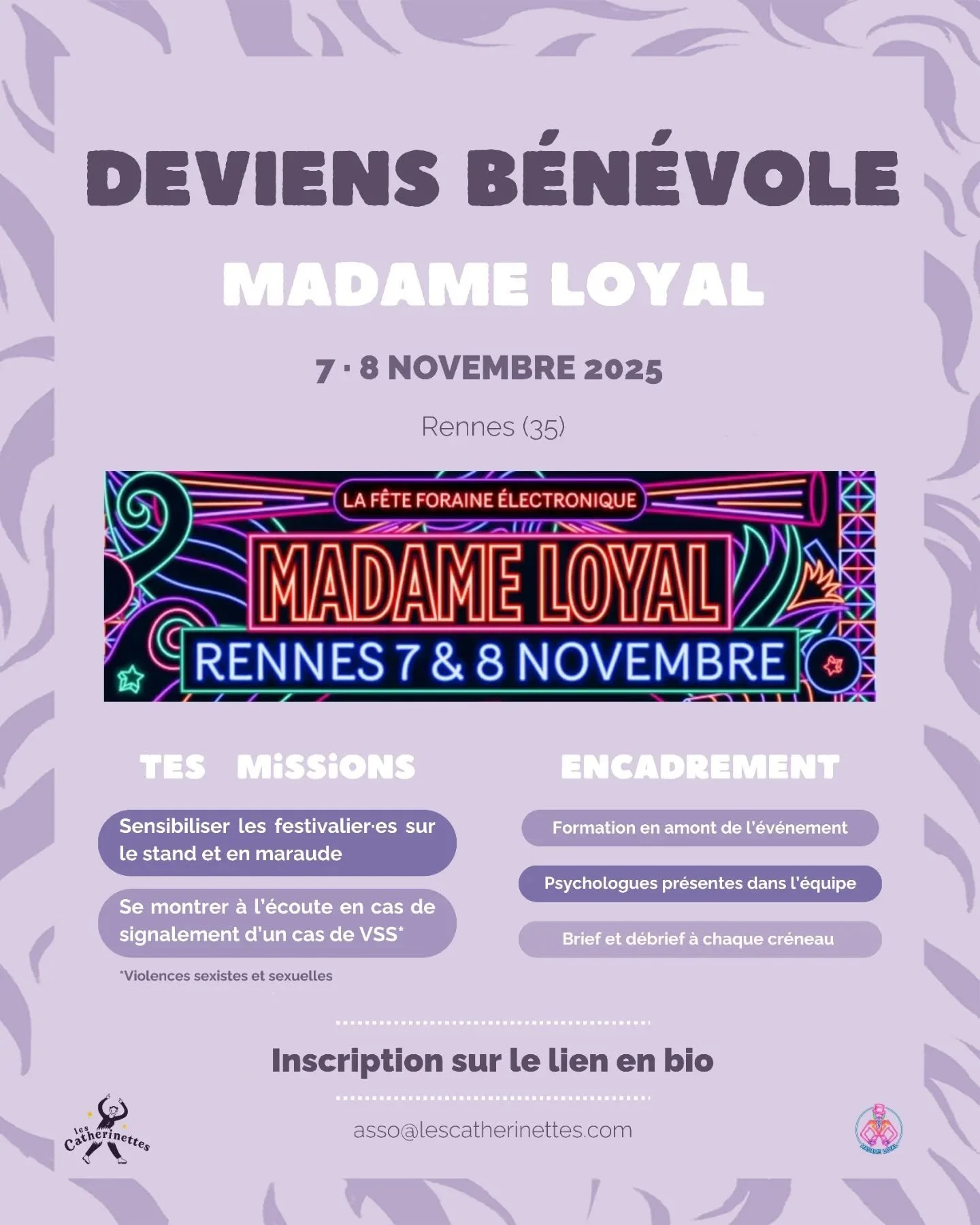 💜APPEL &Agrave; B&Eacute;N&Eacute;VOLES💜

🔥 On a besoin de toi pour dire &laquo; Ciao les reloux ! &raquo; 🔥

Viens nous aider &agrave; lutter contre les violences sexistes et sexuelles en festival, &agrave; rendre les espaces de f&ecirc;te plus 