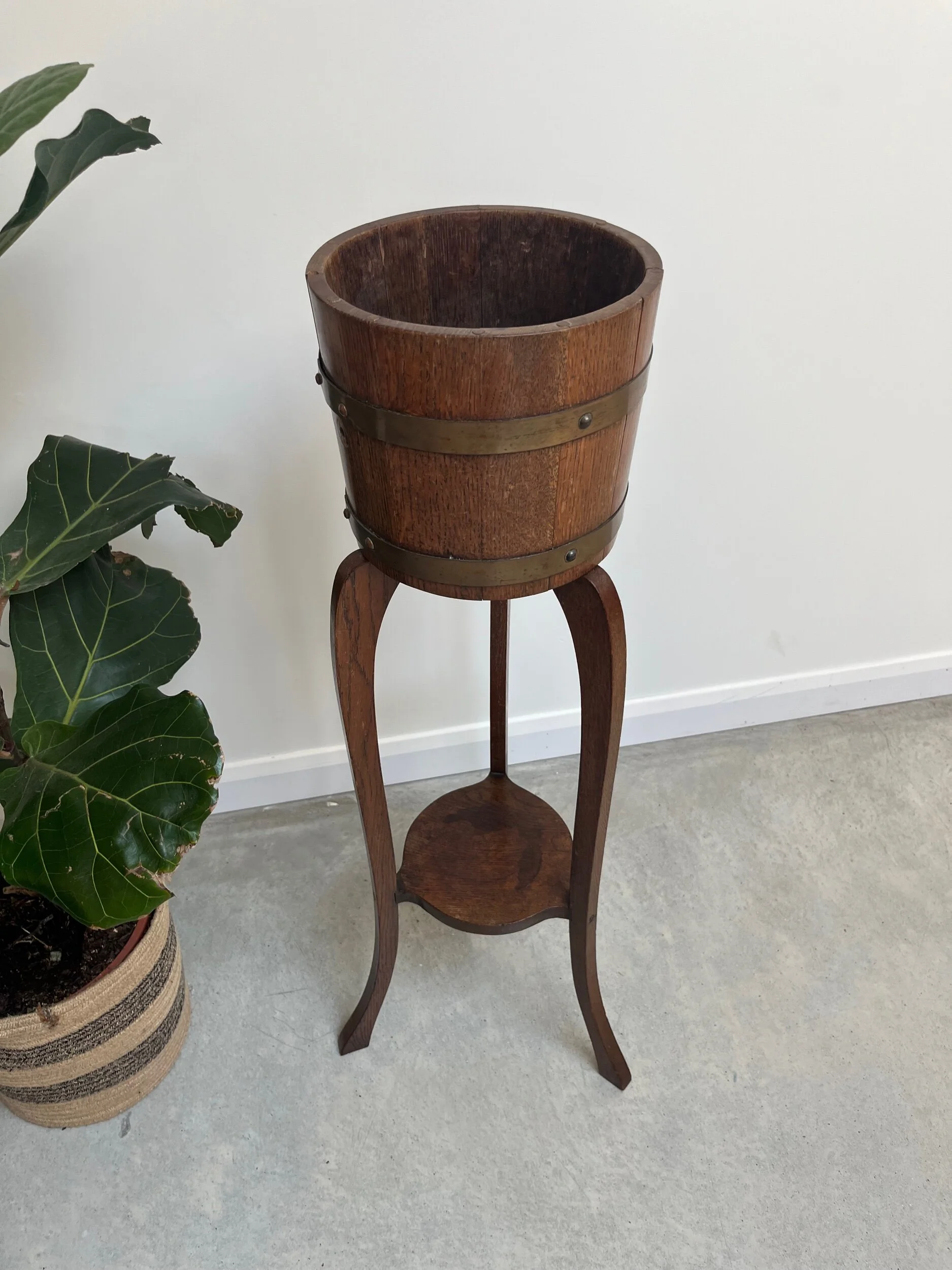Coopered Oak Jardiniere Plant Stand