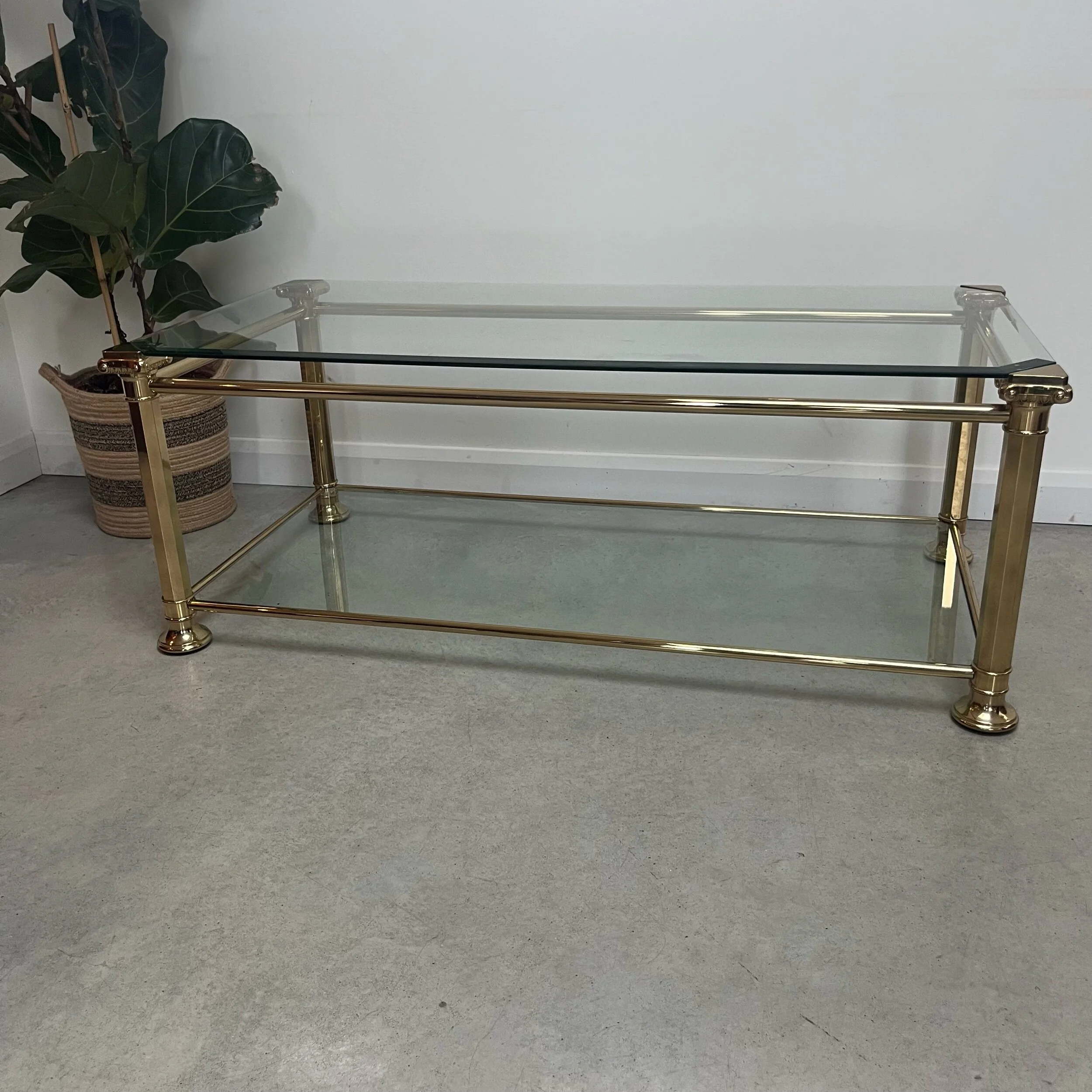 1980s Italian Brass and Glass Coffee Table