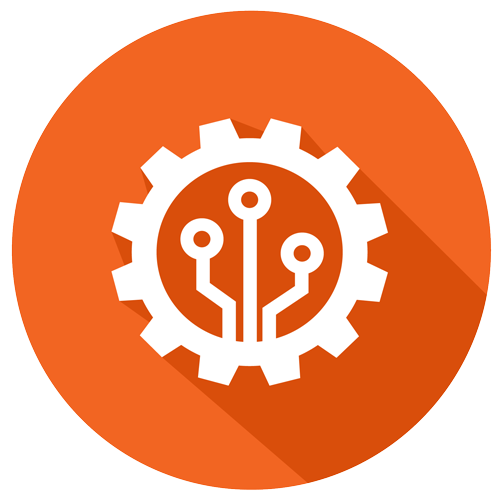 icon with gear and data points inside