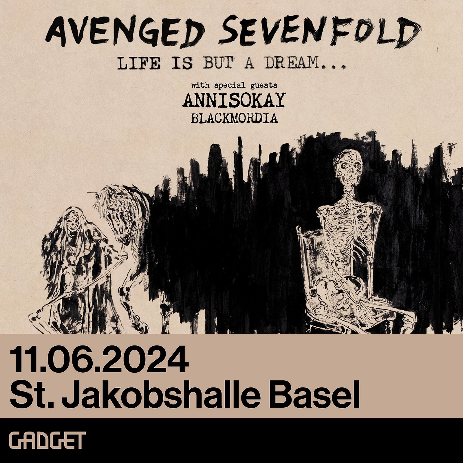 +++ Big News +++ 
We&lsquo;re stoked to announce that we&lsquo;re gonna support the almighty @avengedsevenfold in Basel 🇨🇭 on 11th of June! Make sure you get your tickets in time! We really can&rsquo;t wait to play this huge show! 🔥 #annisokay #av