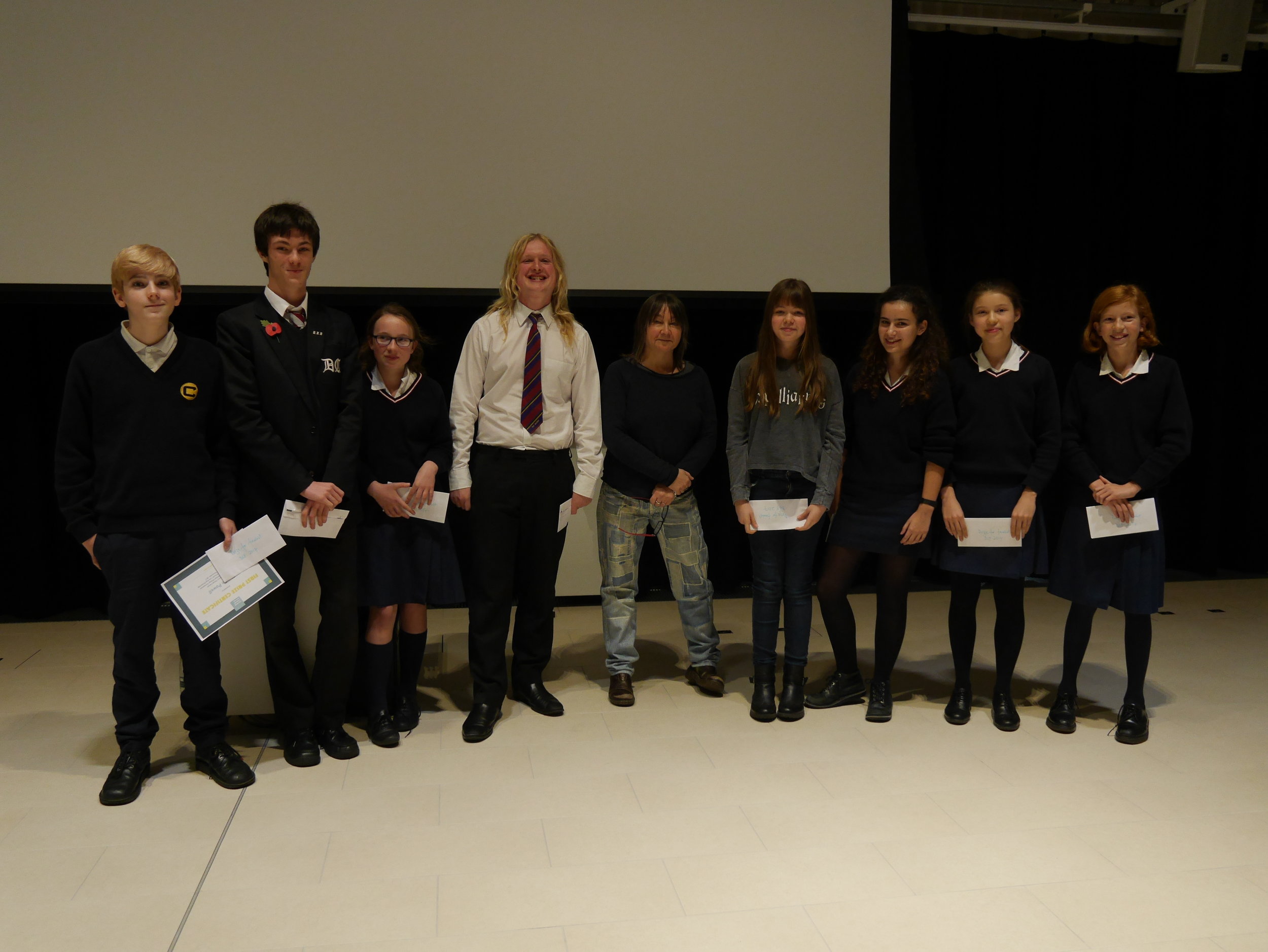 Short story competition winners w Ali Smith.JPG