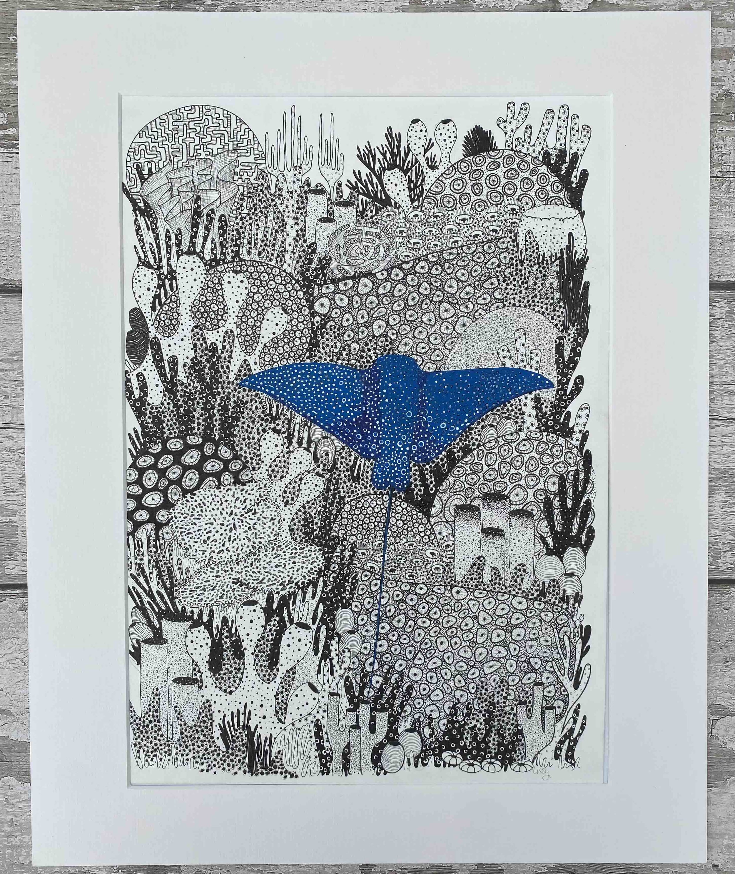 Eagle Ray and coral © Lissy Marsh