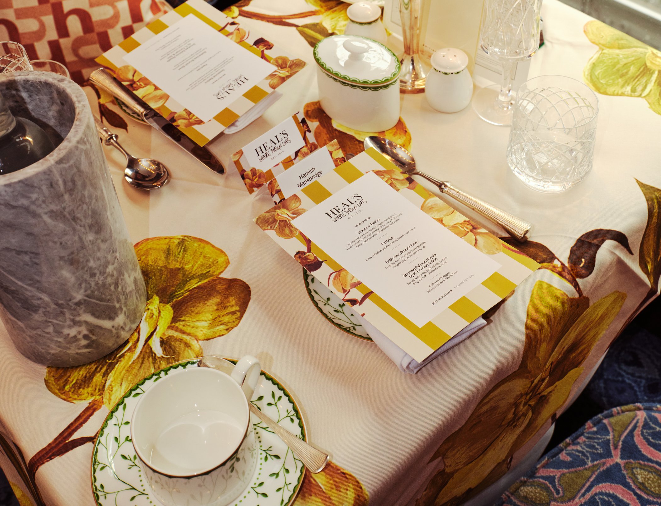 Tablescape with accessories and serveware from Heal's to showcase new product launch to consumer journalists
