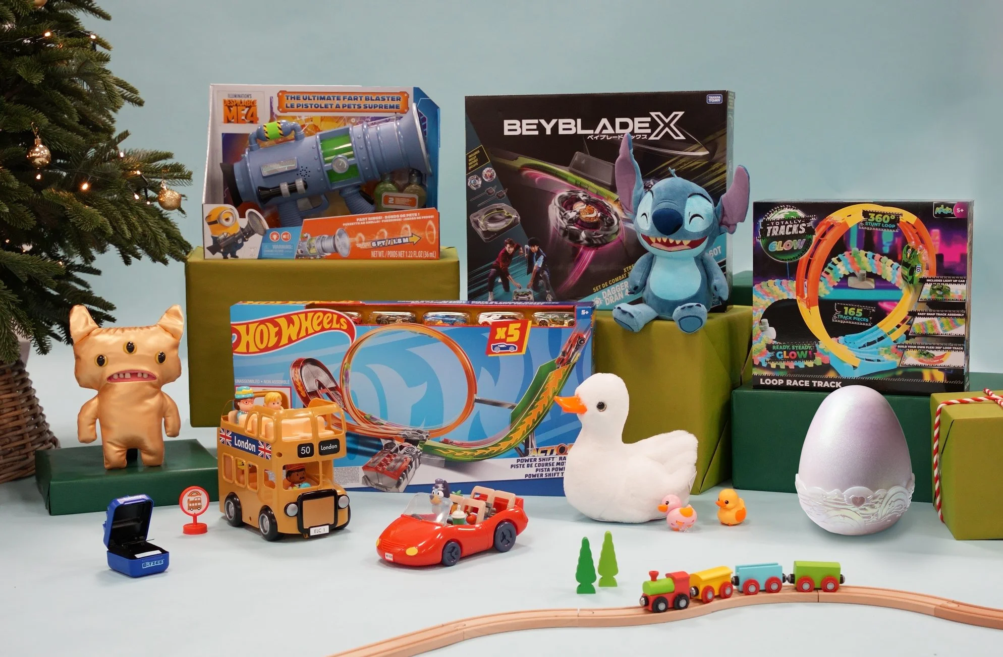 Collection of children's toys on display