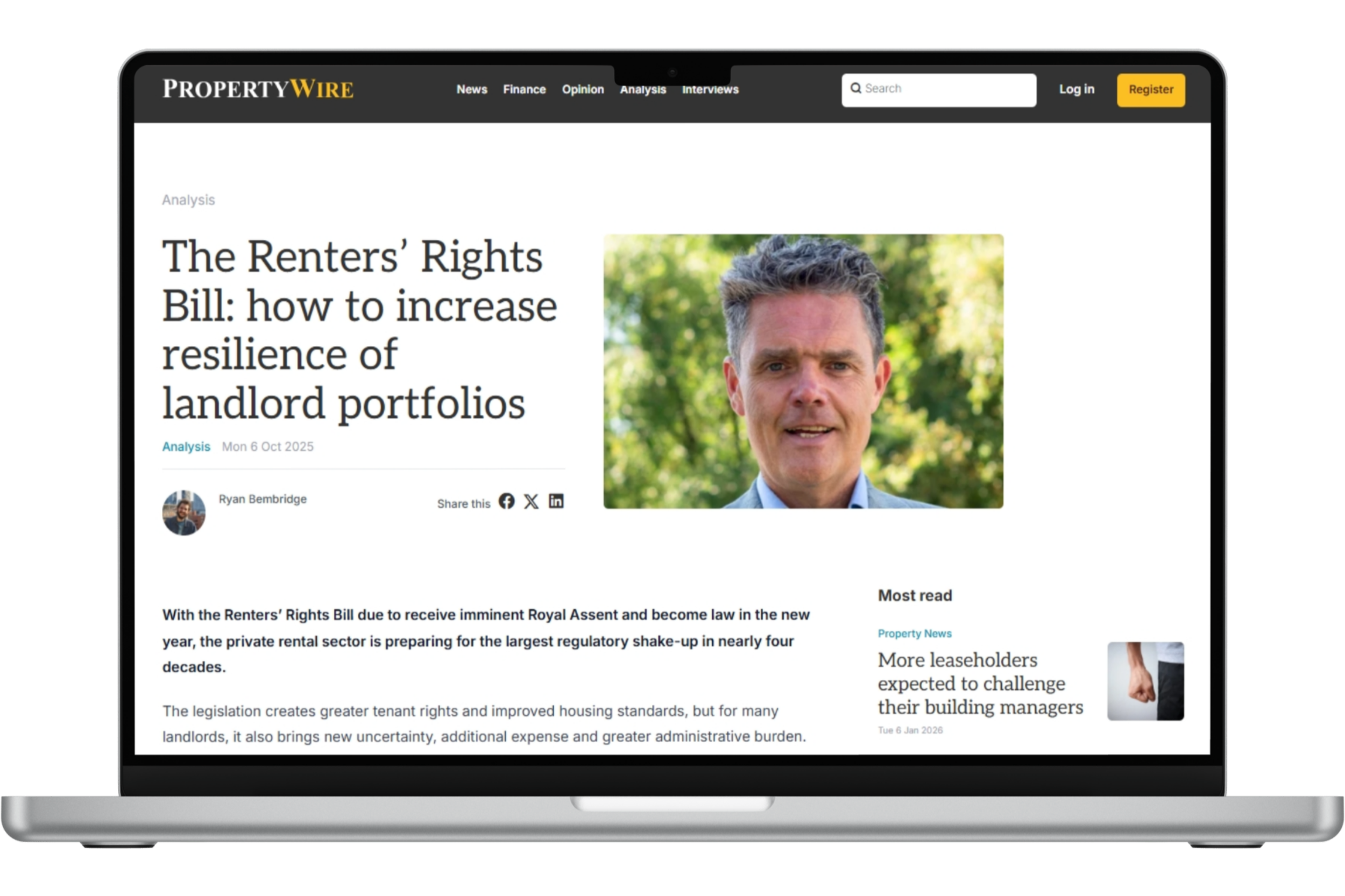Screenshot of opinion feature by John Angus in Property Wire