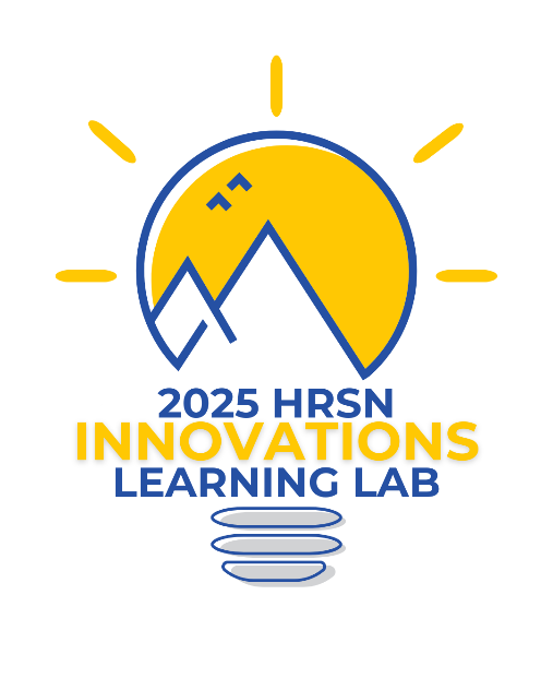 Image: Light bulb containing a mountain icon. Text: 2025 HRSN Innovations Learning Lab