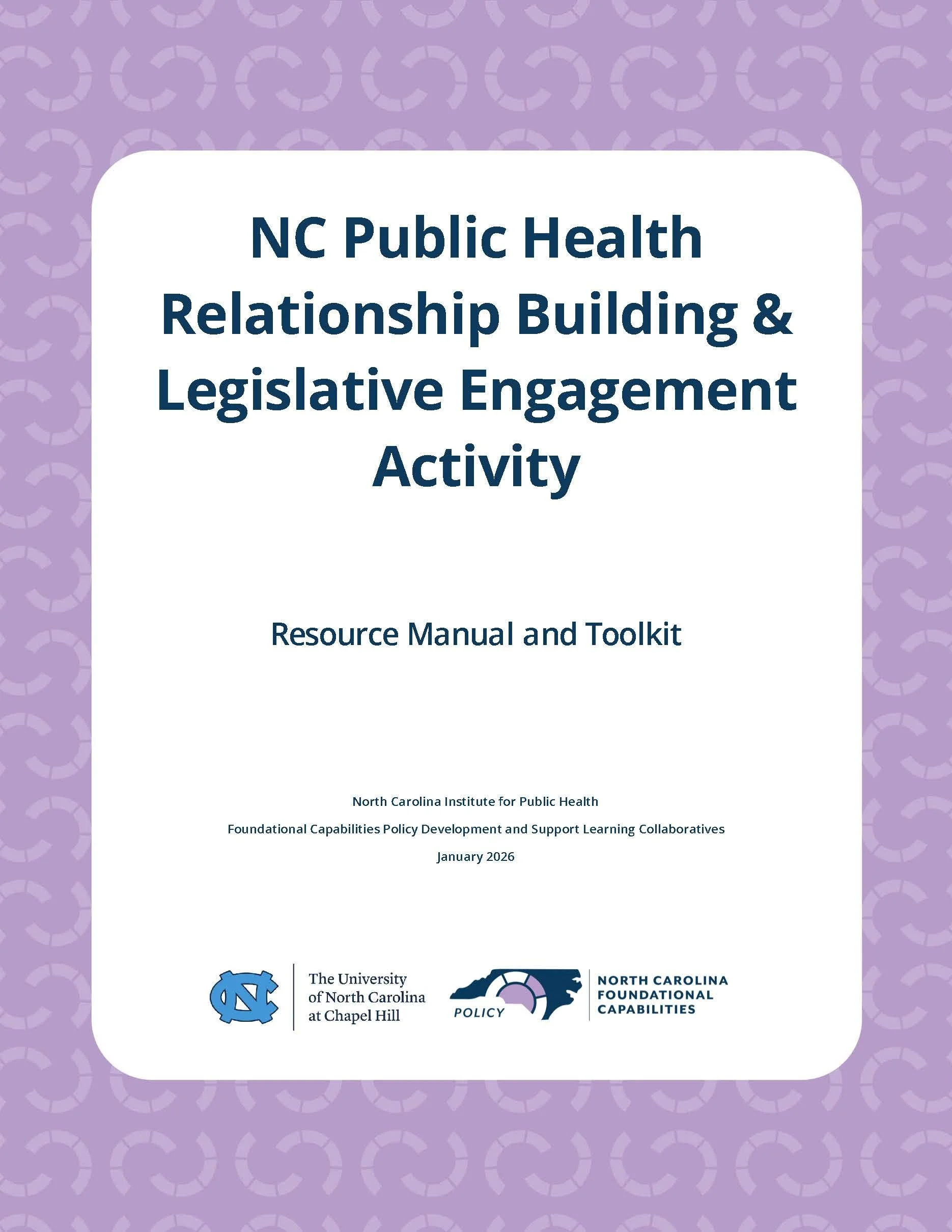 NC Public Health Relationship-Building & Legislative Engagement Activity Toolkit cover image