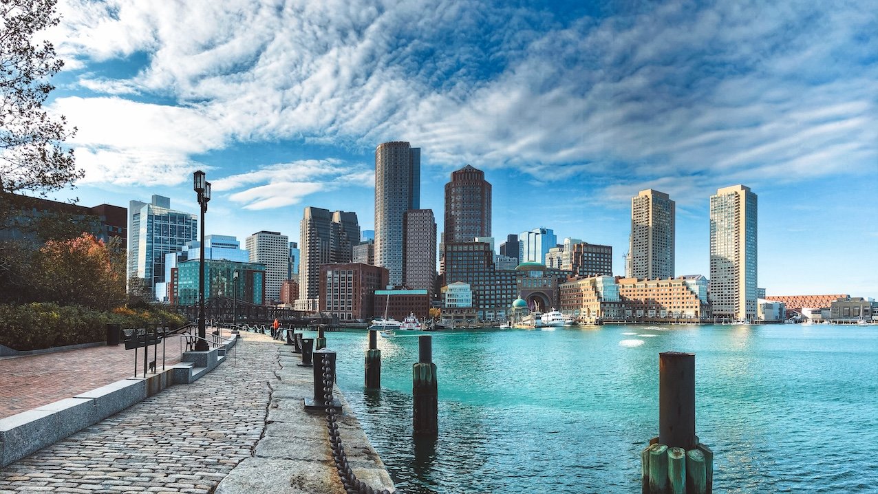 Boston sky line from the Seaport