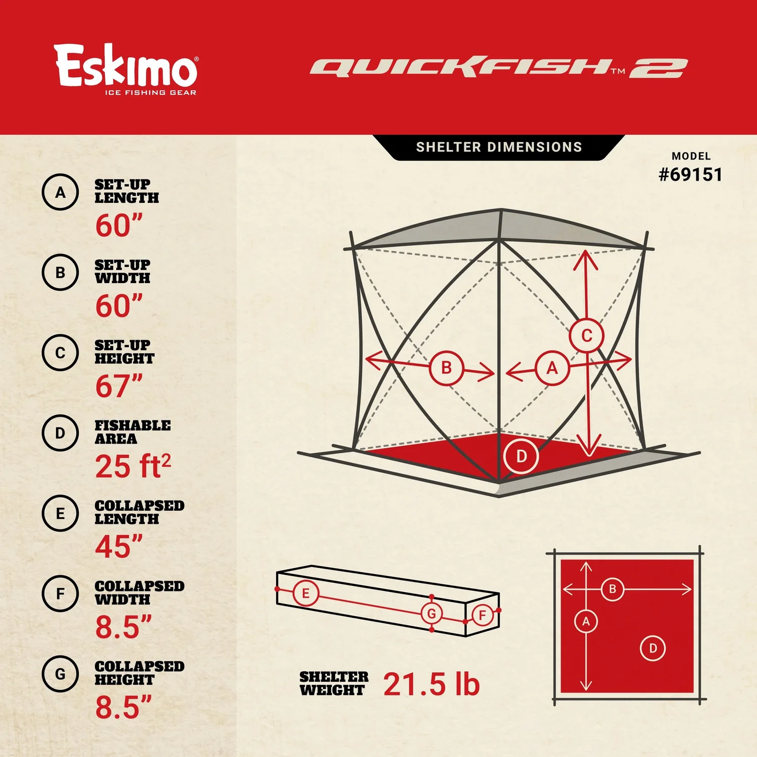 Quickfish Eskimo Ice Fishing Hut Eskimo QuickFish 2i, Pop-Up