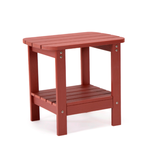 Backyard Lifestyle Red Side Table with Shelf