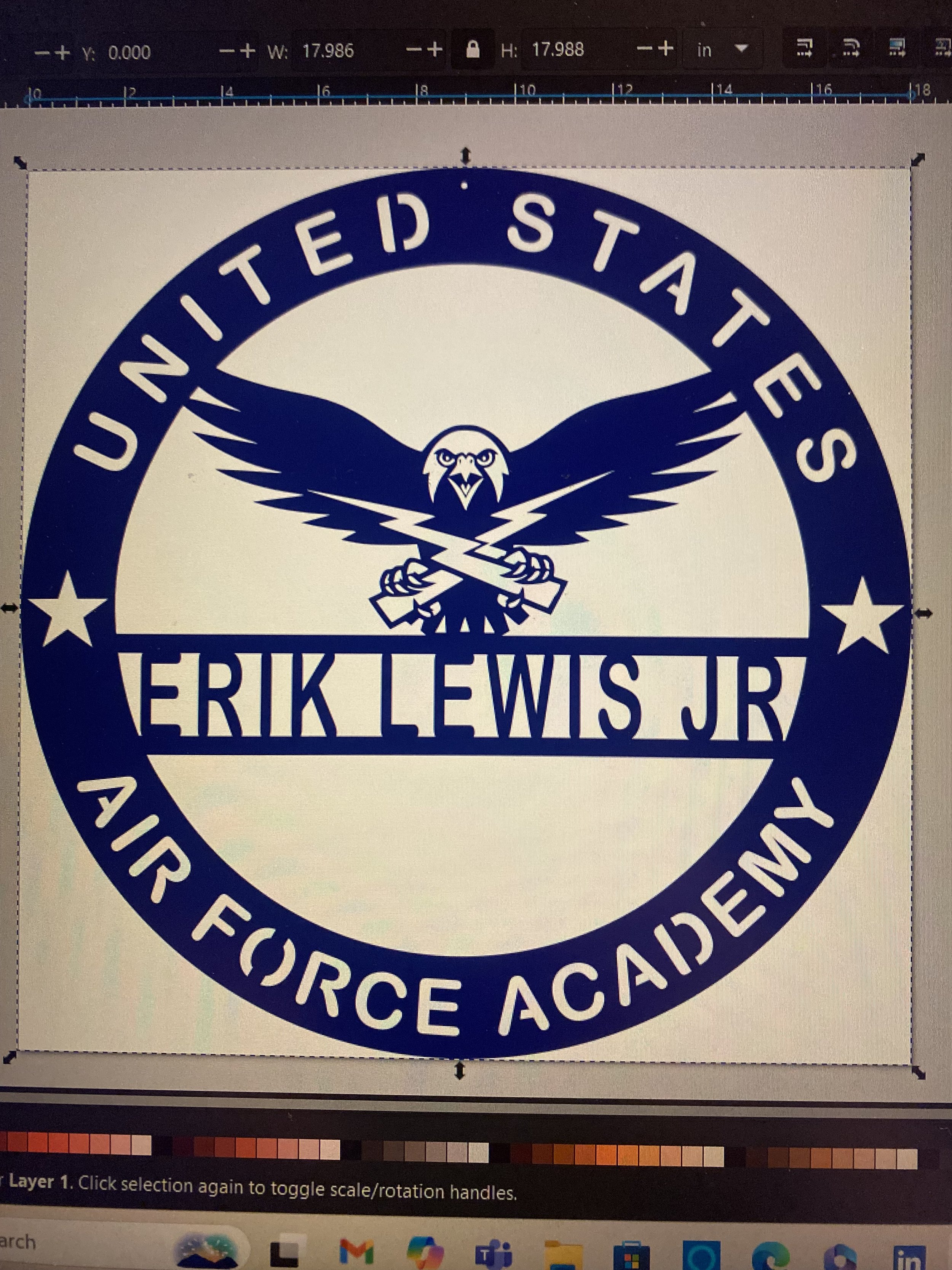 Military awards 15" personalized, $55.00