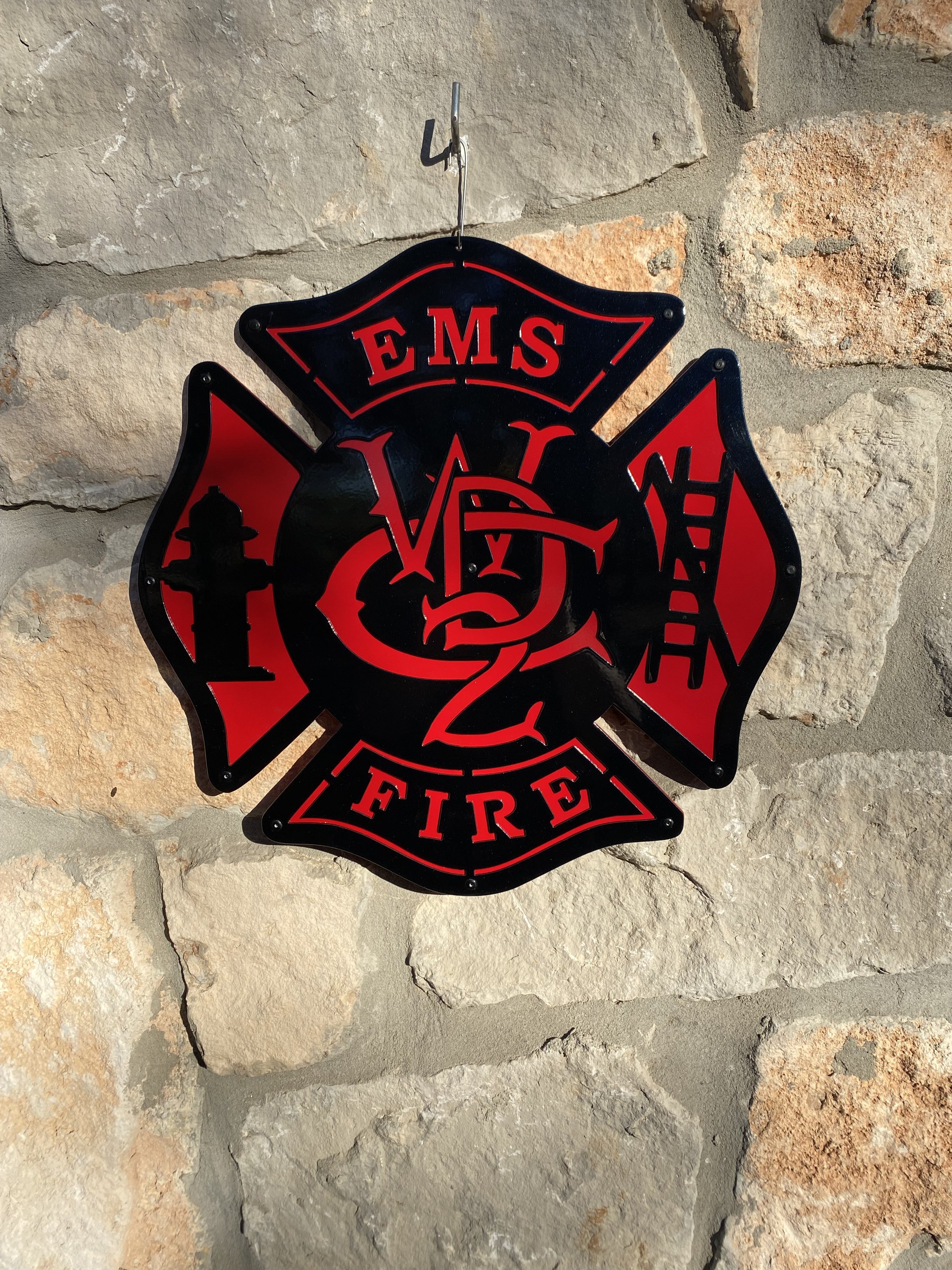 EMS and fire in Maltese cross layered 15" $70.00