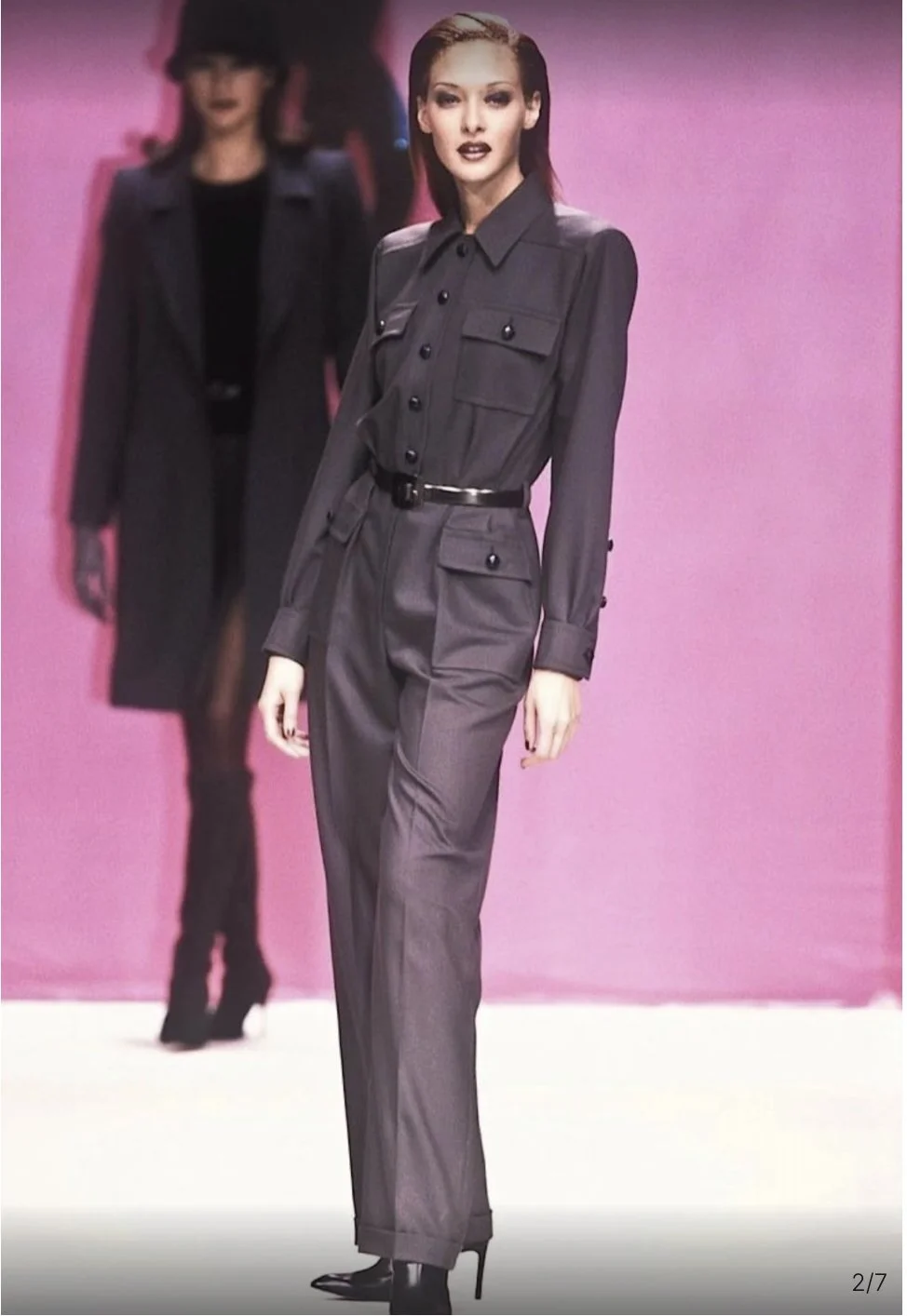 Yves Saint Laurent Rive Gauche A/W 1998 Jumpsuit – runway and archive image – Autumn/Winter 1998 (AW98), Fall/Winter 1998 (FW98) runway – vintage YSL, vintage Yves Saint Laurent, YSL Rive Gauche