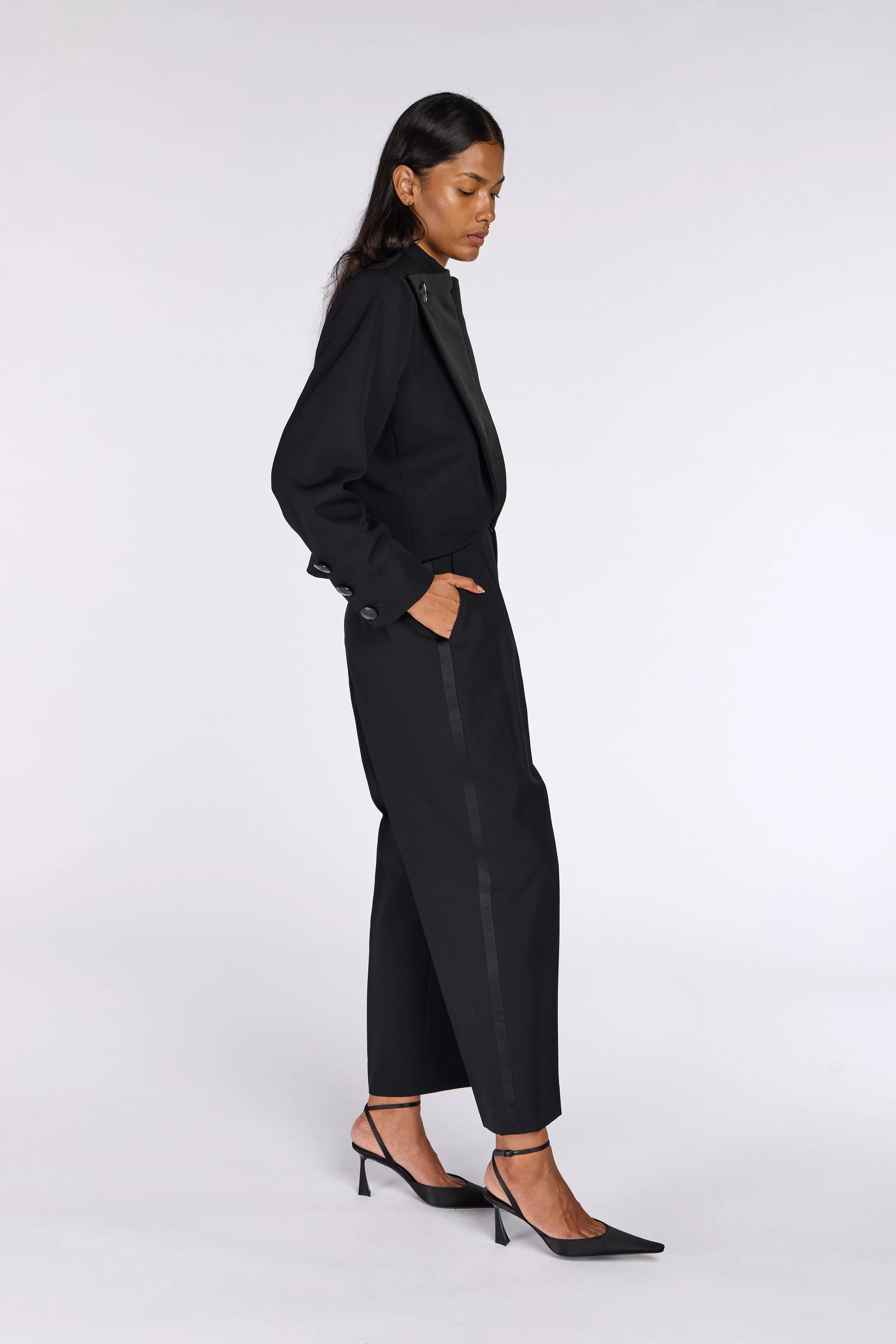 Saint Laurent Rive Gauche S/S 1988 Triangle Lapel Le Smoking Suit – view 4