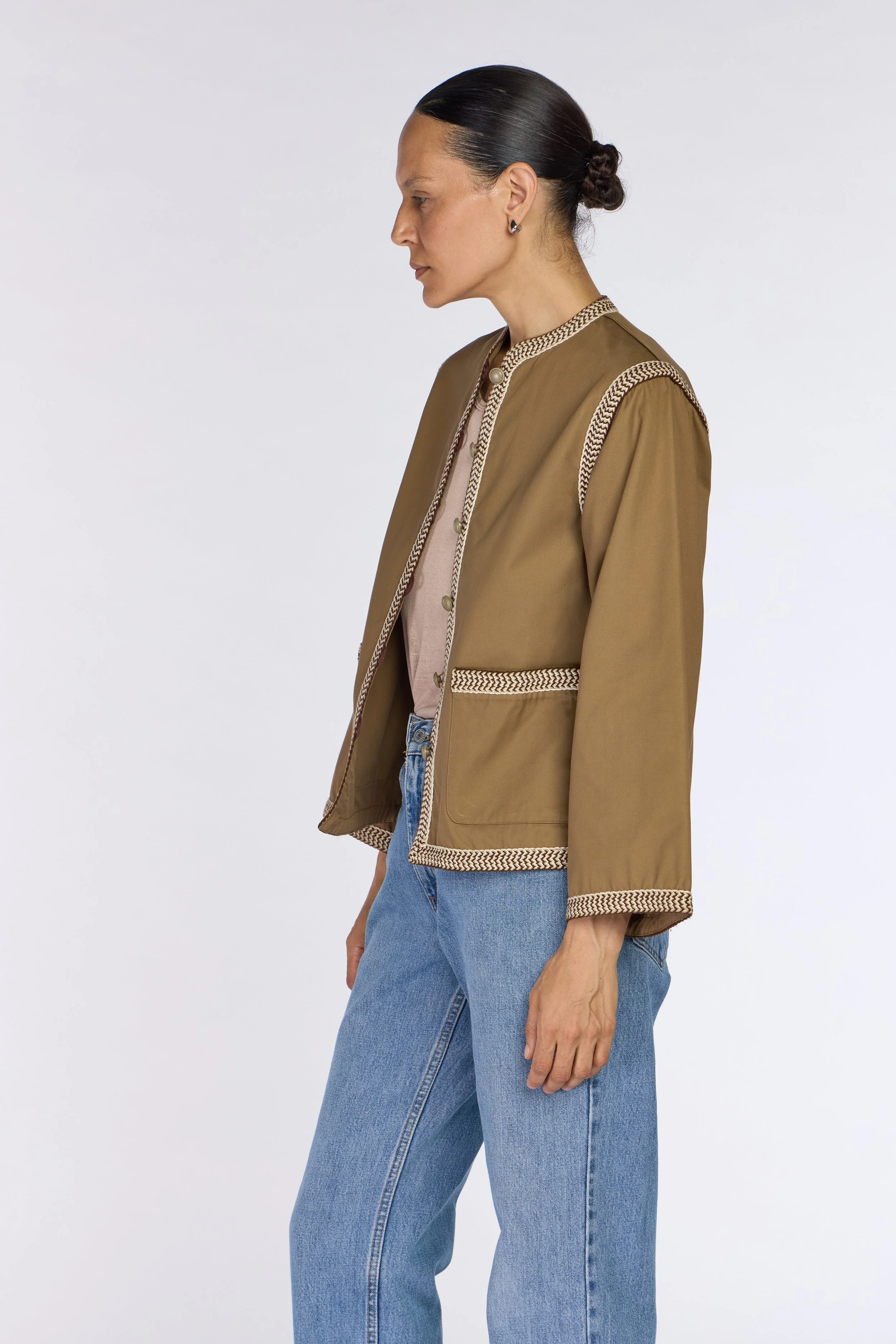 Saint Laurent Rive Gauche S/S 1977 Khaki Braided Trim Jacket – view 2