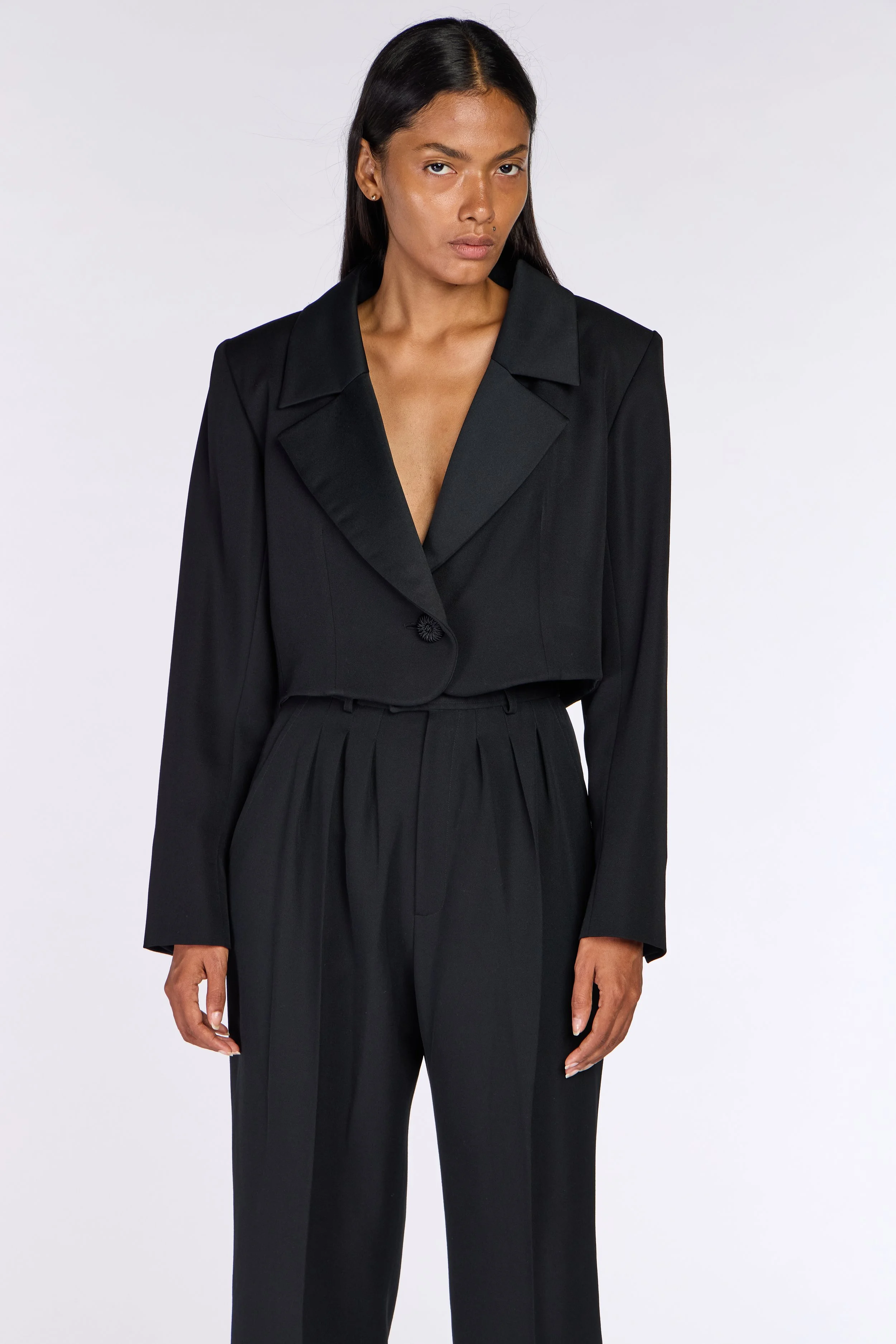 Yves Saint Laurent Rive Gauche Cropped Le Smoking Jacket – view 6