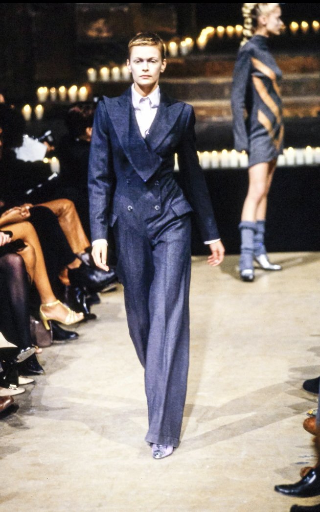 Alexander McQueen A/W 1996 “Dante” Jumpsuit – runway and archive image – Autumn/Winter 1996 (AW96), Fall/Winter 1996 (FW96) runway – vintage Alexander McQueen, Lee McQueen archive, McQueen runway