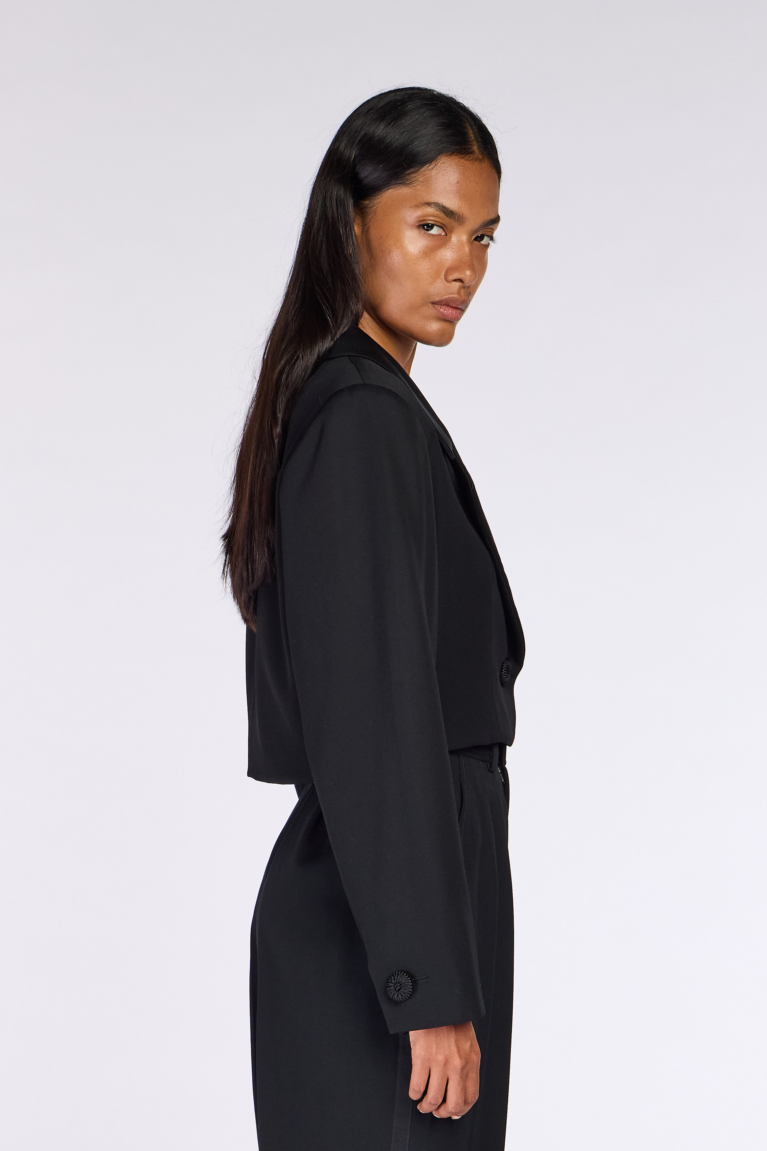 Yves Saint Laurent Rive Gauche Cropped Le Smoking Jacket – view 4