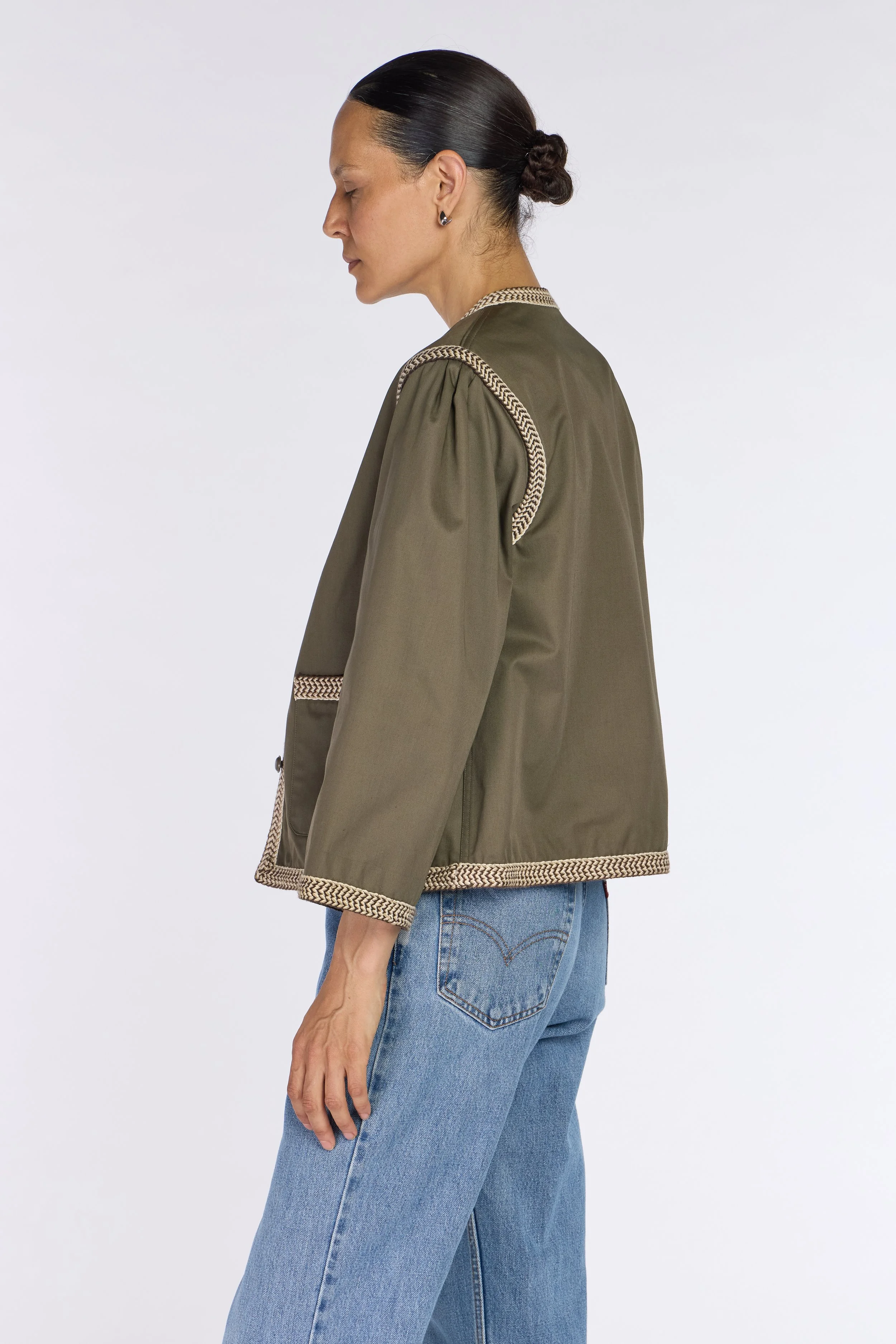 Saint Laurent Rive Gauche S/S 1977 Olive Braided Trim Jacket – view 5