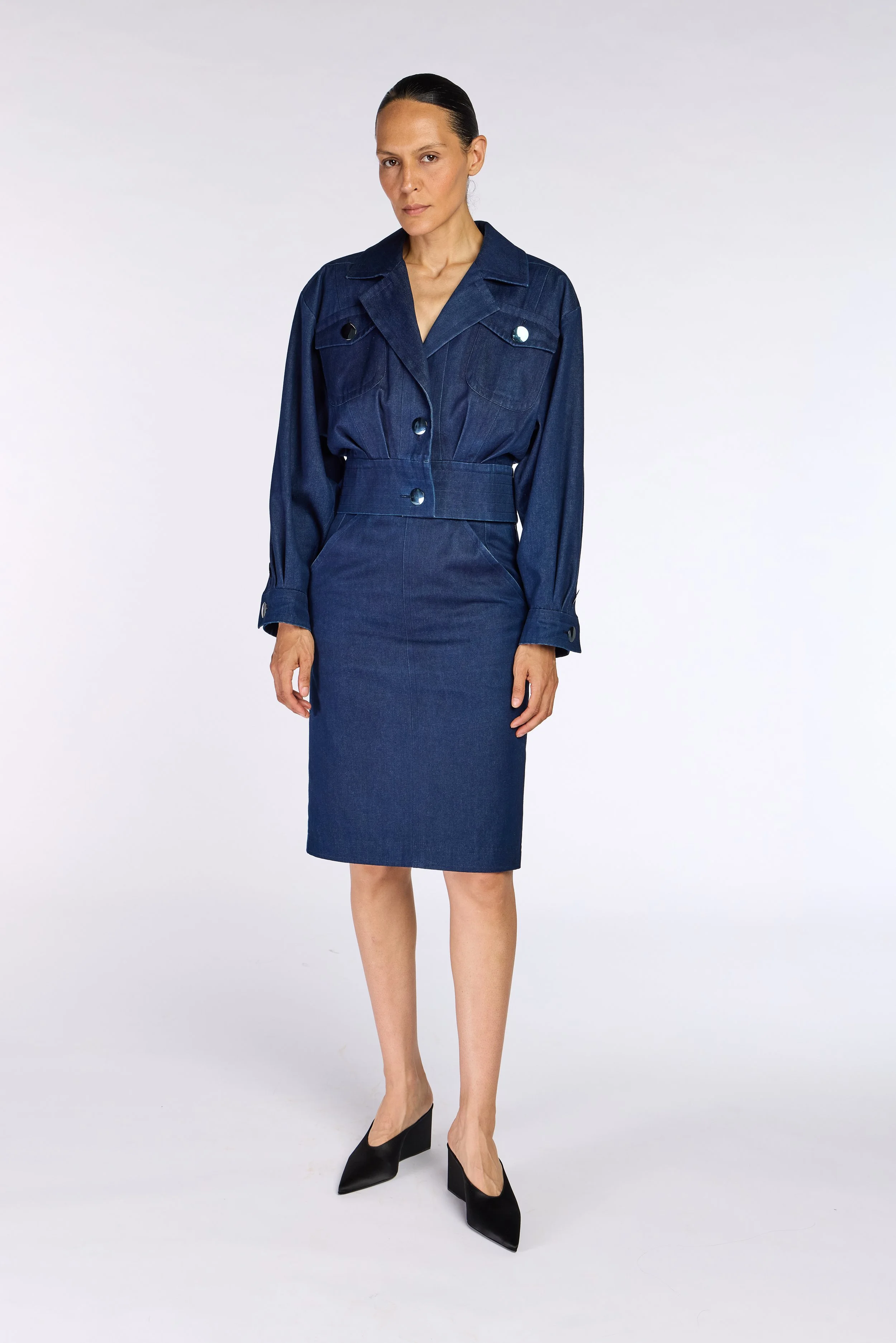 Saint Laurent Rive Gauche 1980s Denim Skirt Suit – view 2
