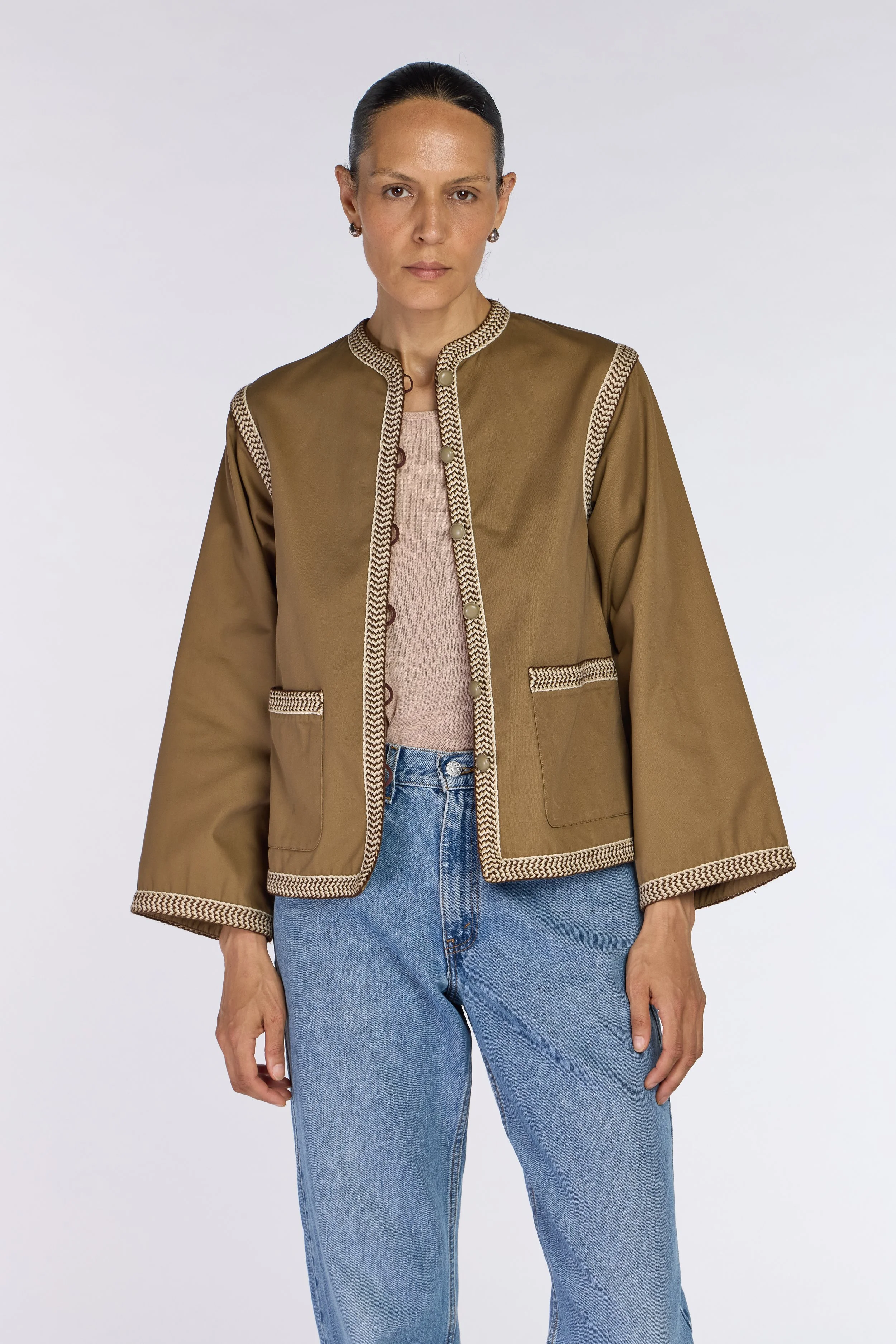 Saint Laurent Rive Gauche S/S 1977 Khaki Braided Trim Jacket – view 3