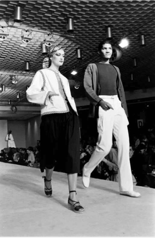 Saint Laurent Rive Gauche S/S 1977 Olive Braided Trim Jacket – runway and archive image – Spring/Summer 1977 (SS77) runway – vintage YSL, vintage Yves Saint Laurent, YSL Rive Gauche