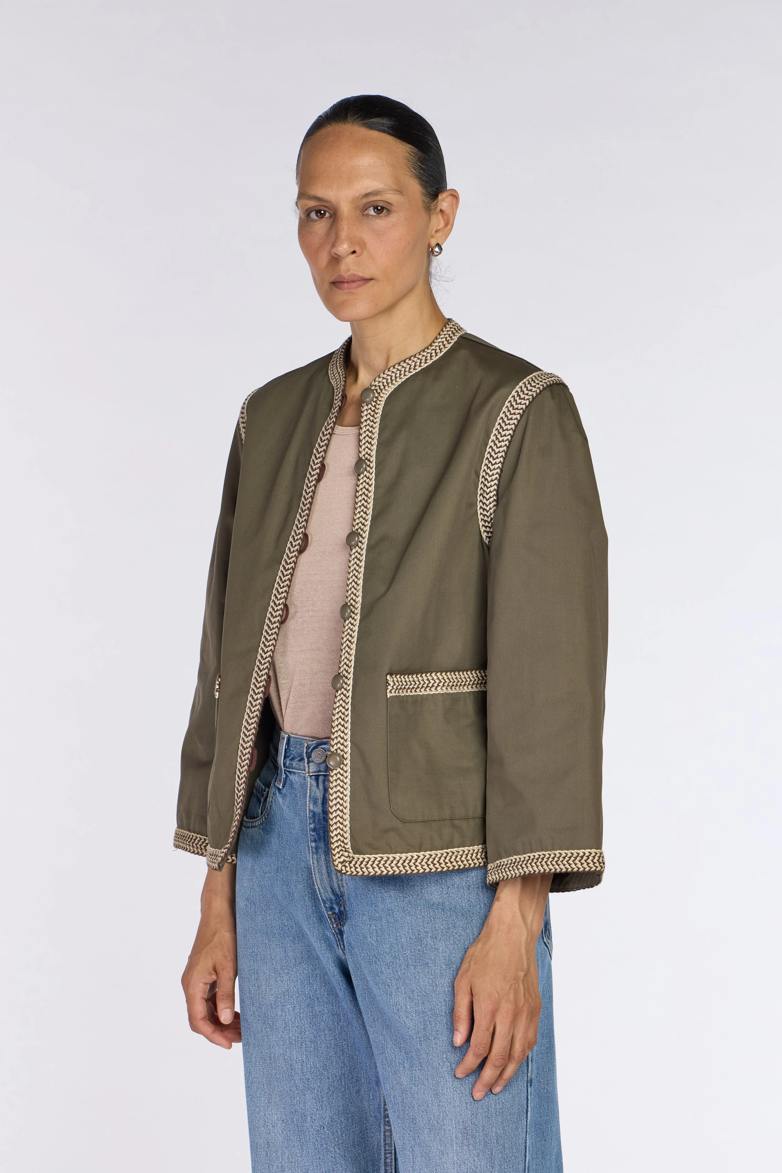 Saint Laurent Rive Gauche S/S 1977 Olive Braided Trim Jacket – view 4